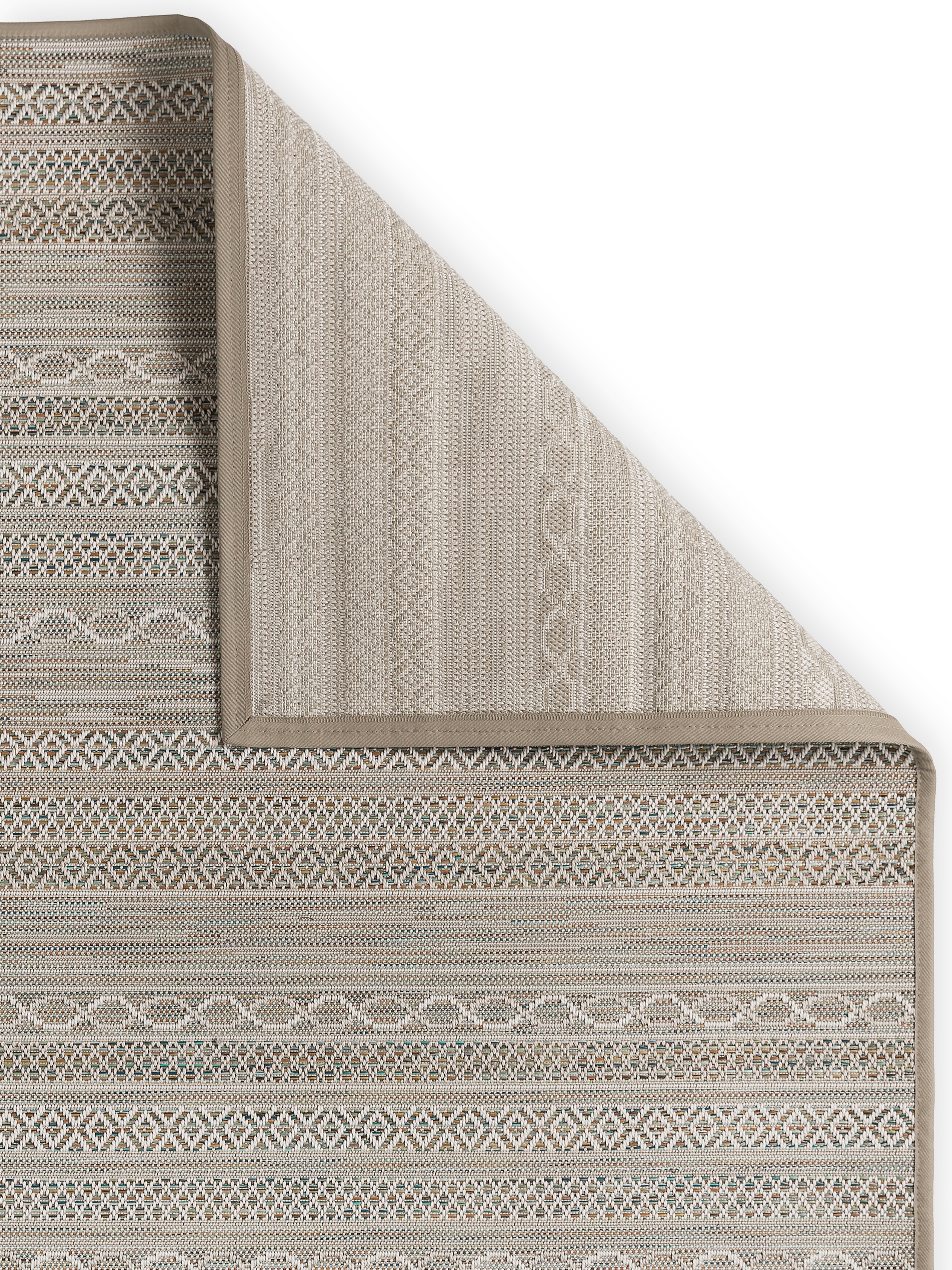 Dekowe Teppich »Joy Barbados beig« rechteckig 10 mm Höhe meliert, gestreift, Rauten, mit Bordüre, In- und Outdoor geeignet