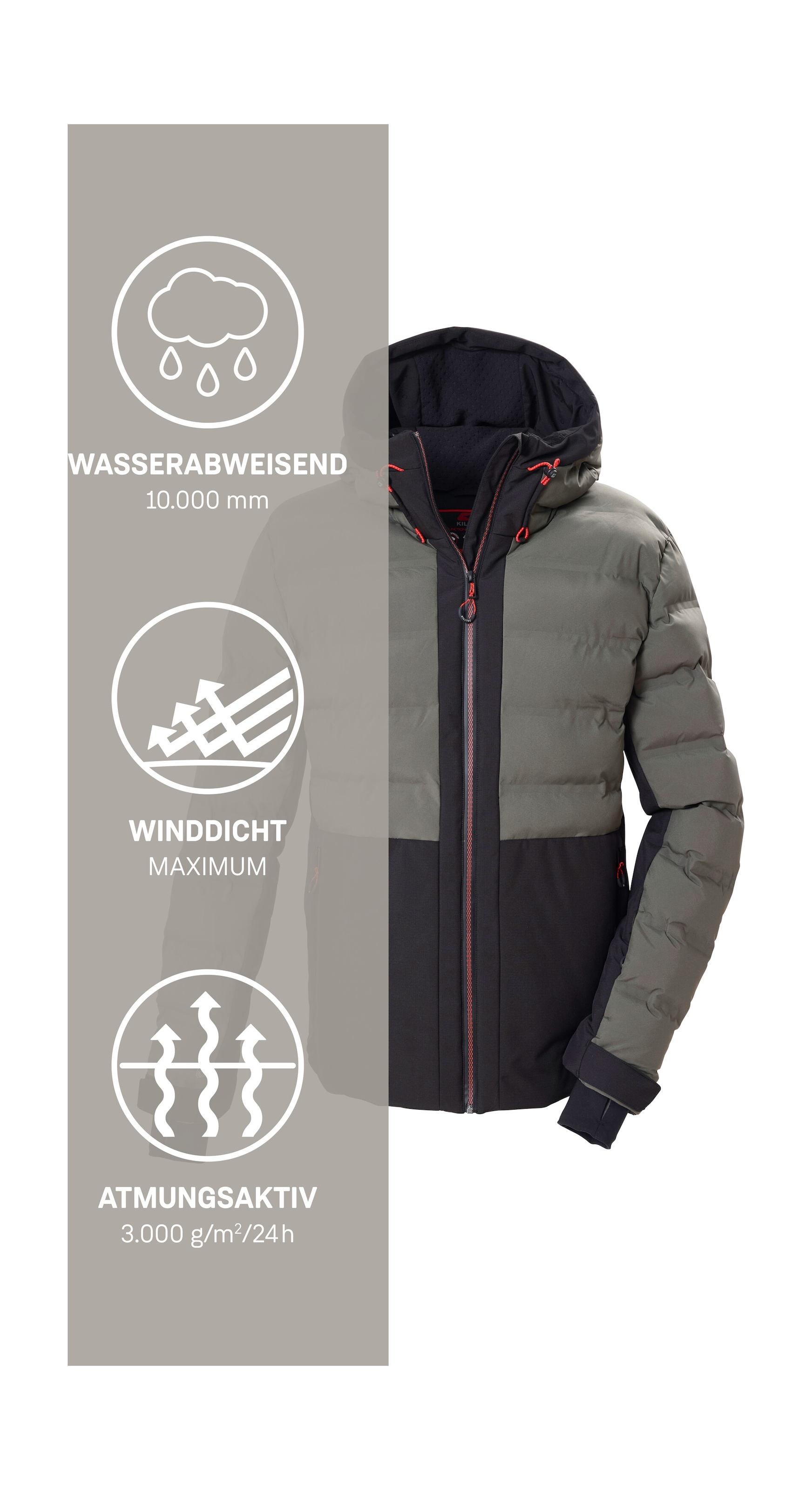 Killtec Skijacke »KSW 67 MN SKI JCKT« Winddichte, wasserabweisende Skijacke mit Hybridoptik