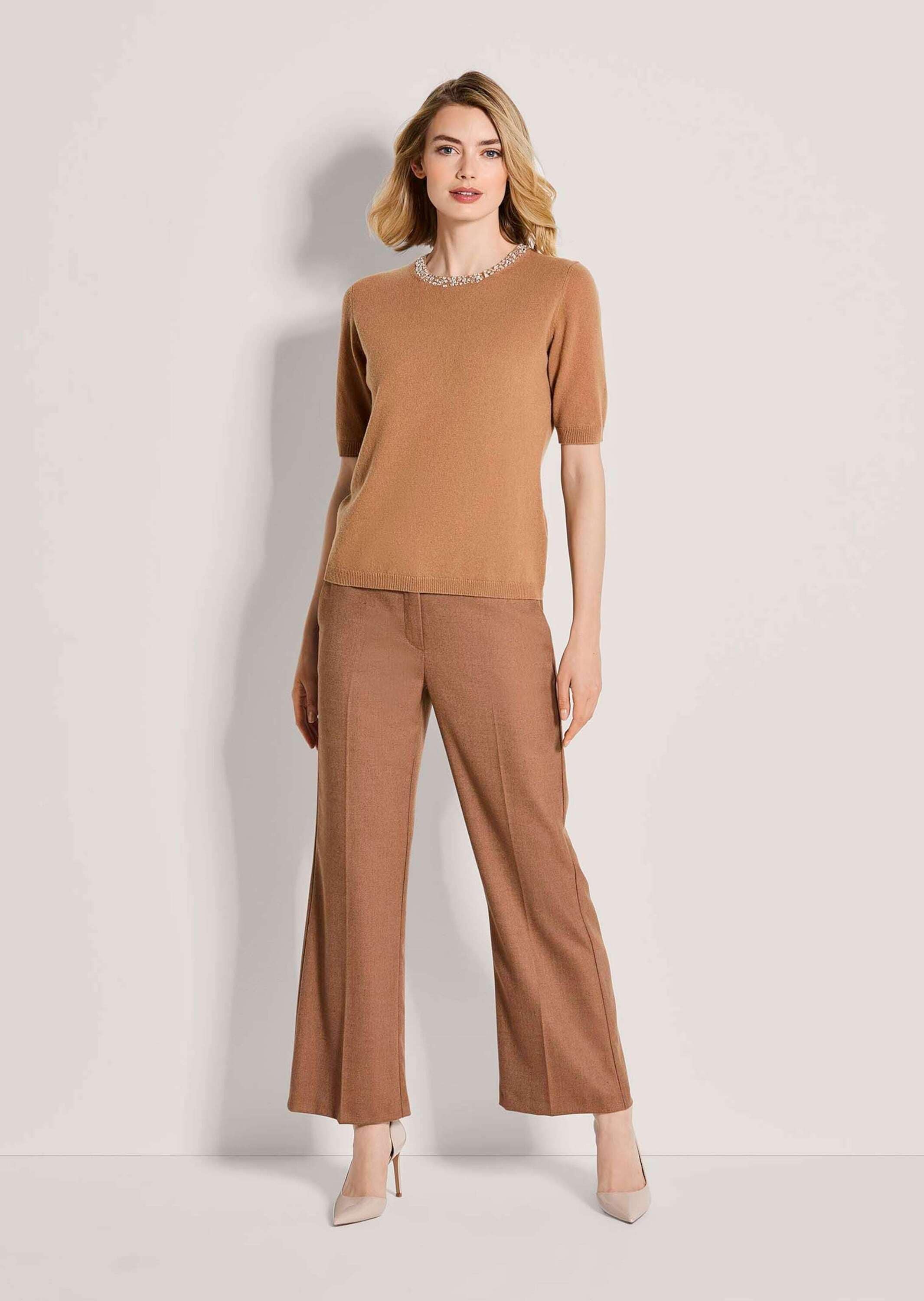 MADELEINE Longpullover »Kaschmirpullover Feinstrickpullover mit Schmucksteinen« Zarte Schmucksteine