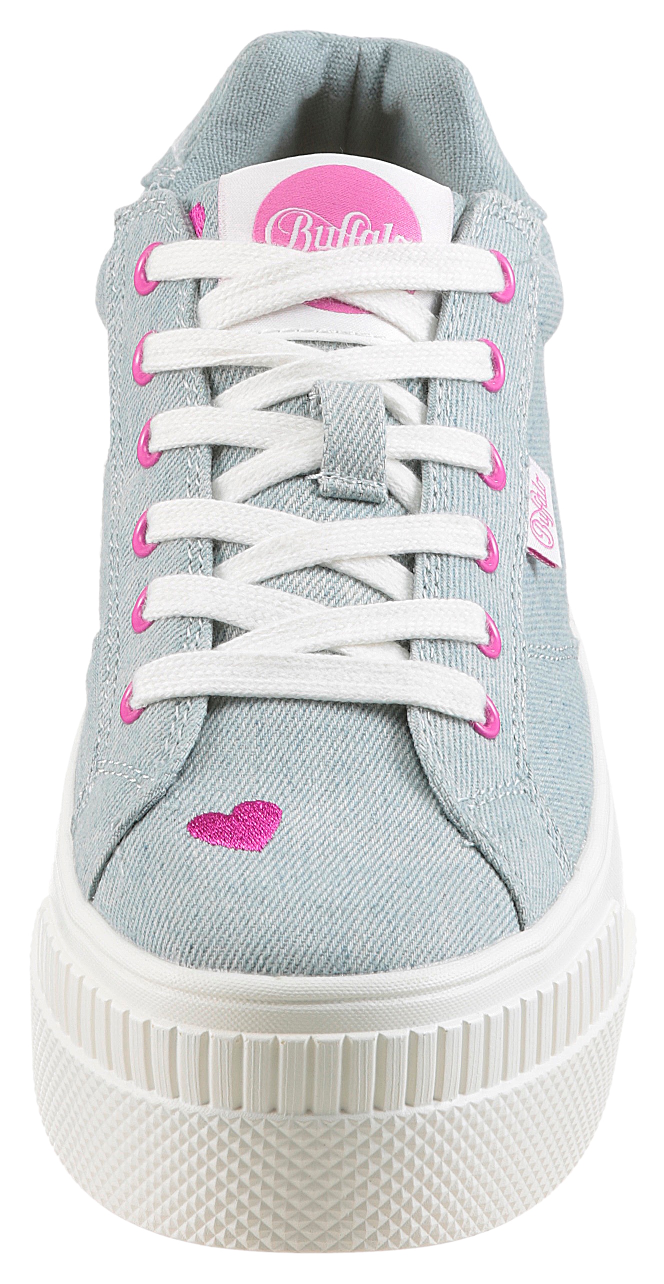 Buffalo Plateausneaker »PAIRED HEART«, Schnürschuh, Halbschuh, Freizeitschuh mit Herz-Stickerei