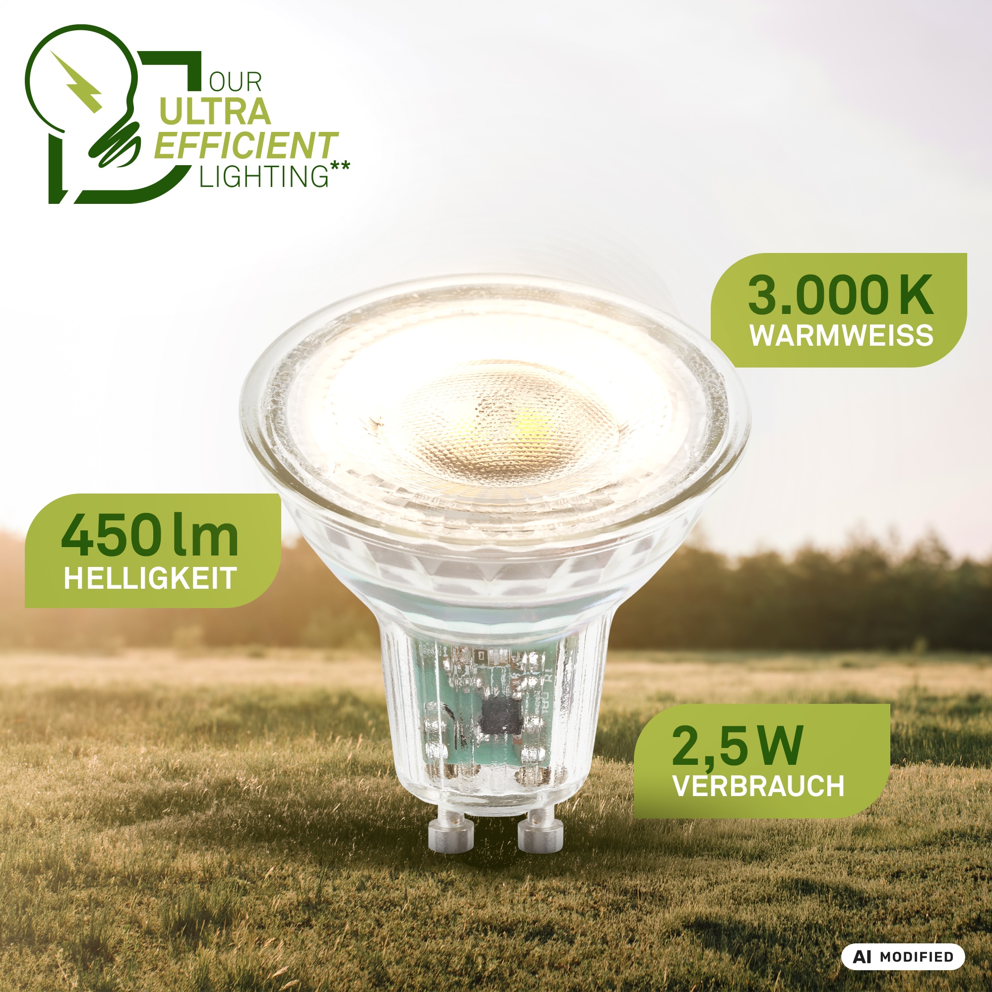 Briloner Leuchten LED-Leuchtmittel »BULB A« GU10 4 Stk. Warmweiß GU10, 3.000K, Wohnzimmer, Schlafzimmer