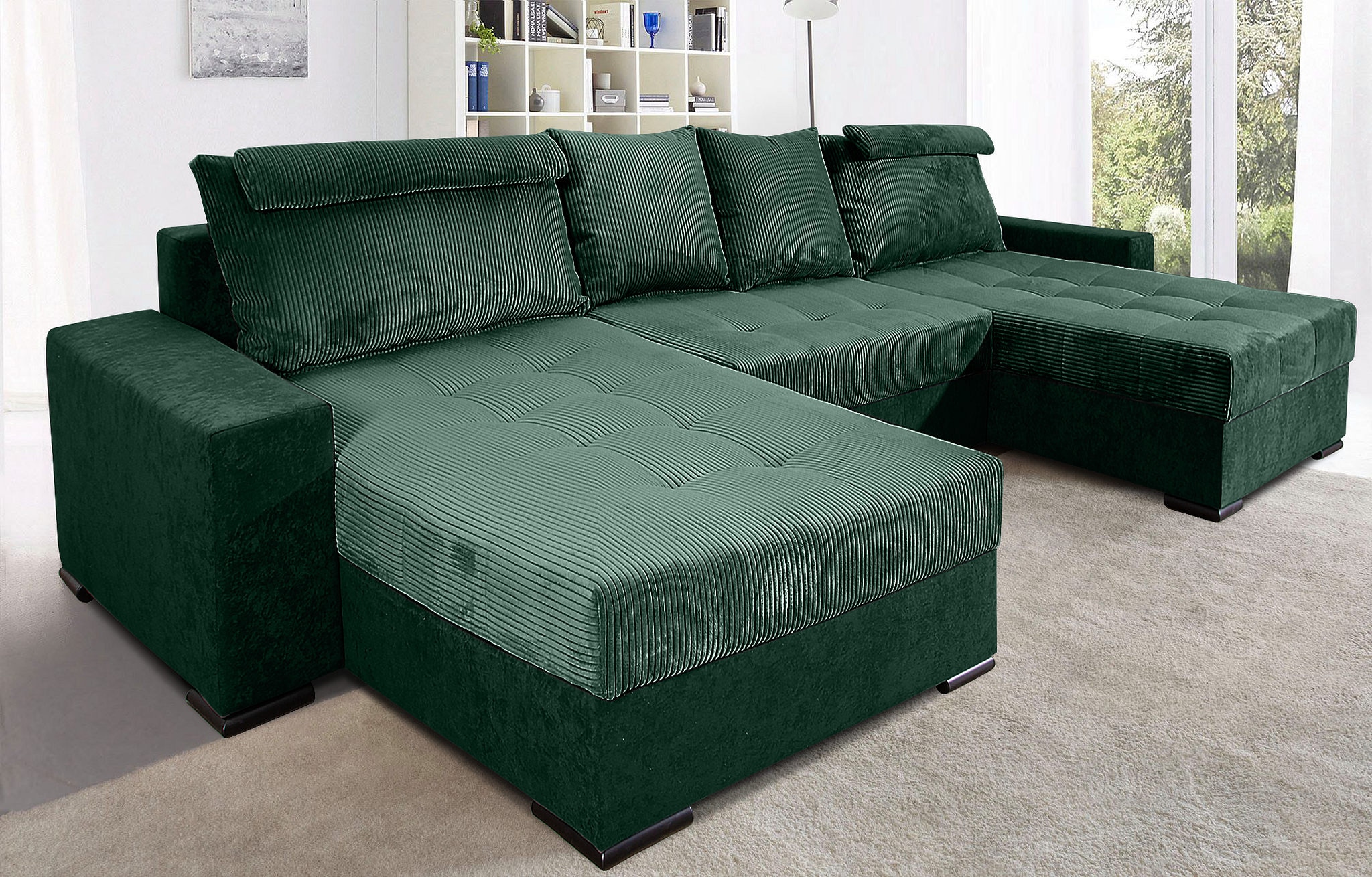 COLLECTION AB Wohnlandschaft »XXXL-Josy Relax U-Form Breite 352 cm, mit 2 gleich großen Recamieren«, inkl. Bettfunktion, Bettkasten, mit 4 Rückenkissen in zwei Größen