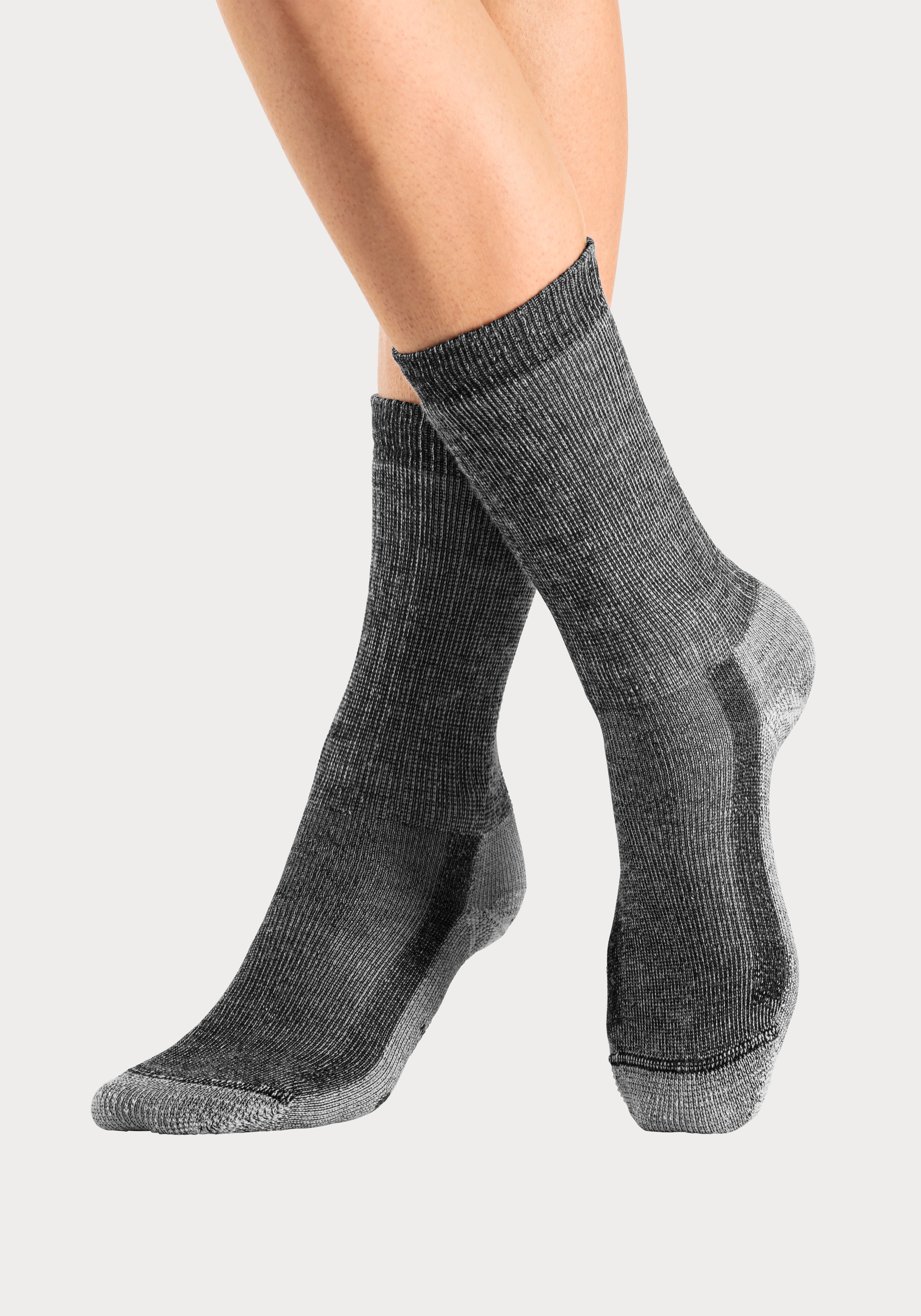 Bench. Wandersocken, (2 Paar), Wollsocken aus flauschigem Material mit 65% Wolle