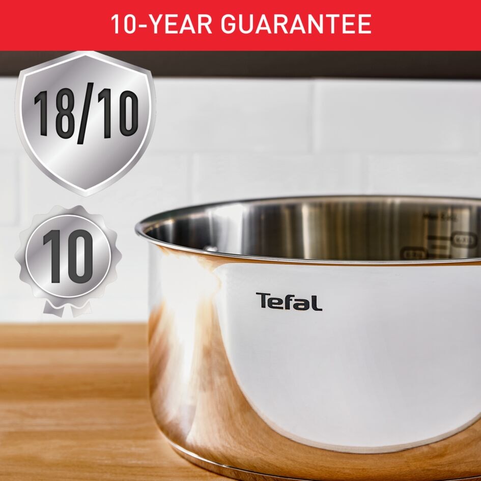 Tefal Topf-Set »Duetto+, Kochtopf Set mit Glasdeckel« Set, Stieltopf 16 cm, Schmortöpfe 18/20/24 cm, Suppentopf 22 cm, 10 tlg. Edelstahl