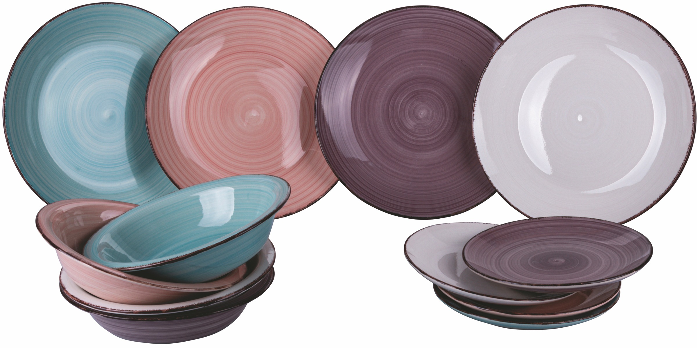 Villa d'Este Teller-Set »Baita Acquerello«, (Set, 12 tlg.), Tafelservice 12-teilig für 4 Personen