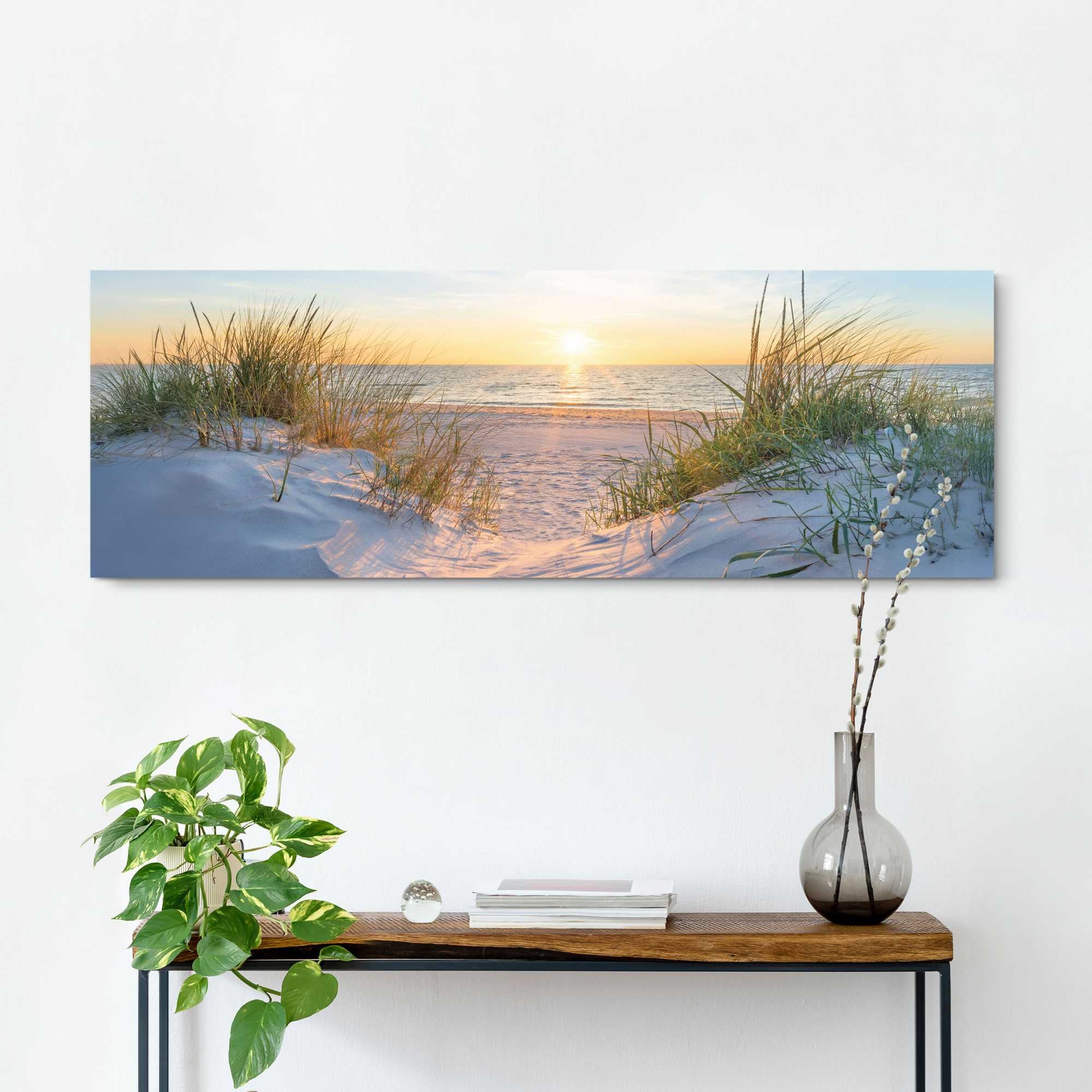 Reinders! Deco-Panel »Sonnenuntergang in den Dünen« Wohnzimmer - Beige - MDF - Wasser - 118x40 cm