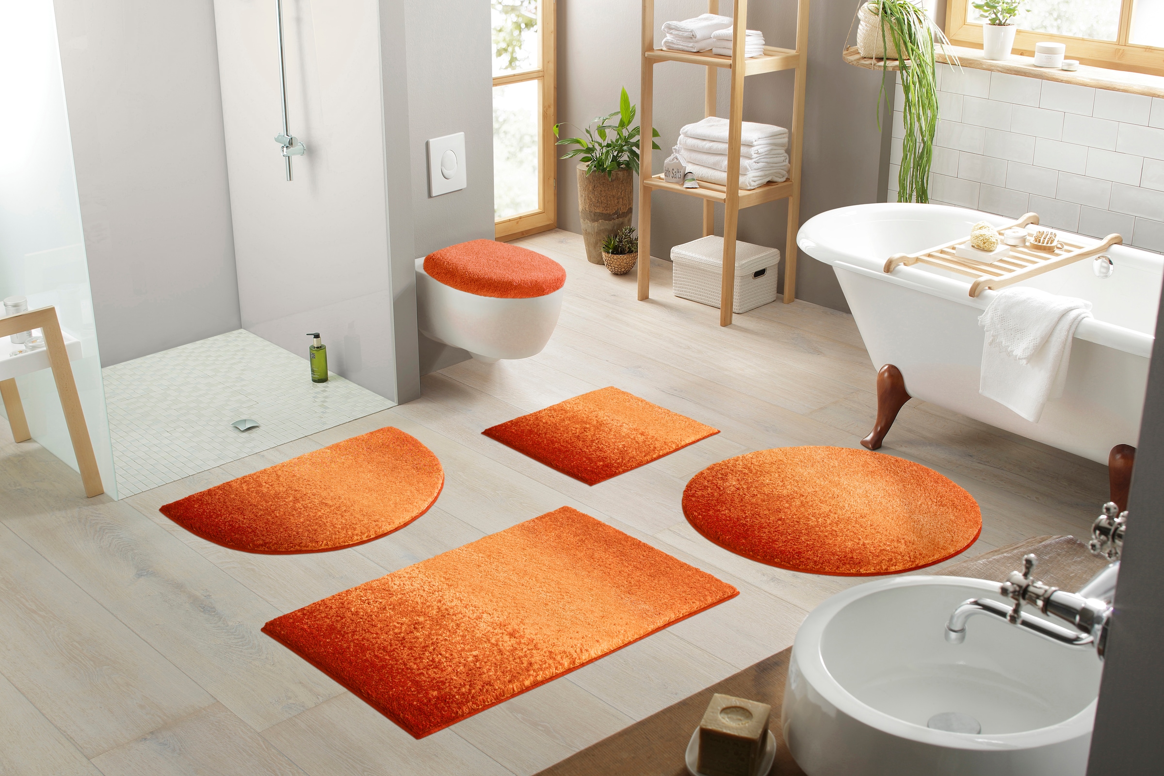 Grund Badematte »Mistral« Höhe 20 mm rutschhemmend beschichtet fußbodenheizungsgeeignet meliertes Design, Ombré-Look, auch als 3 teiliges Set, Made in Europe