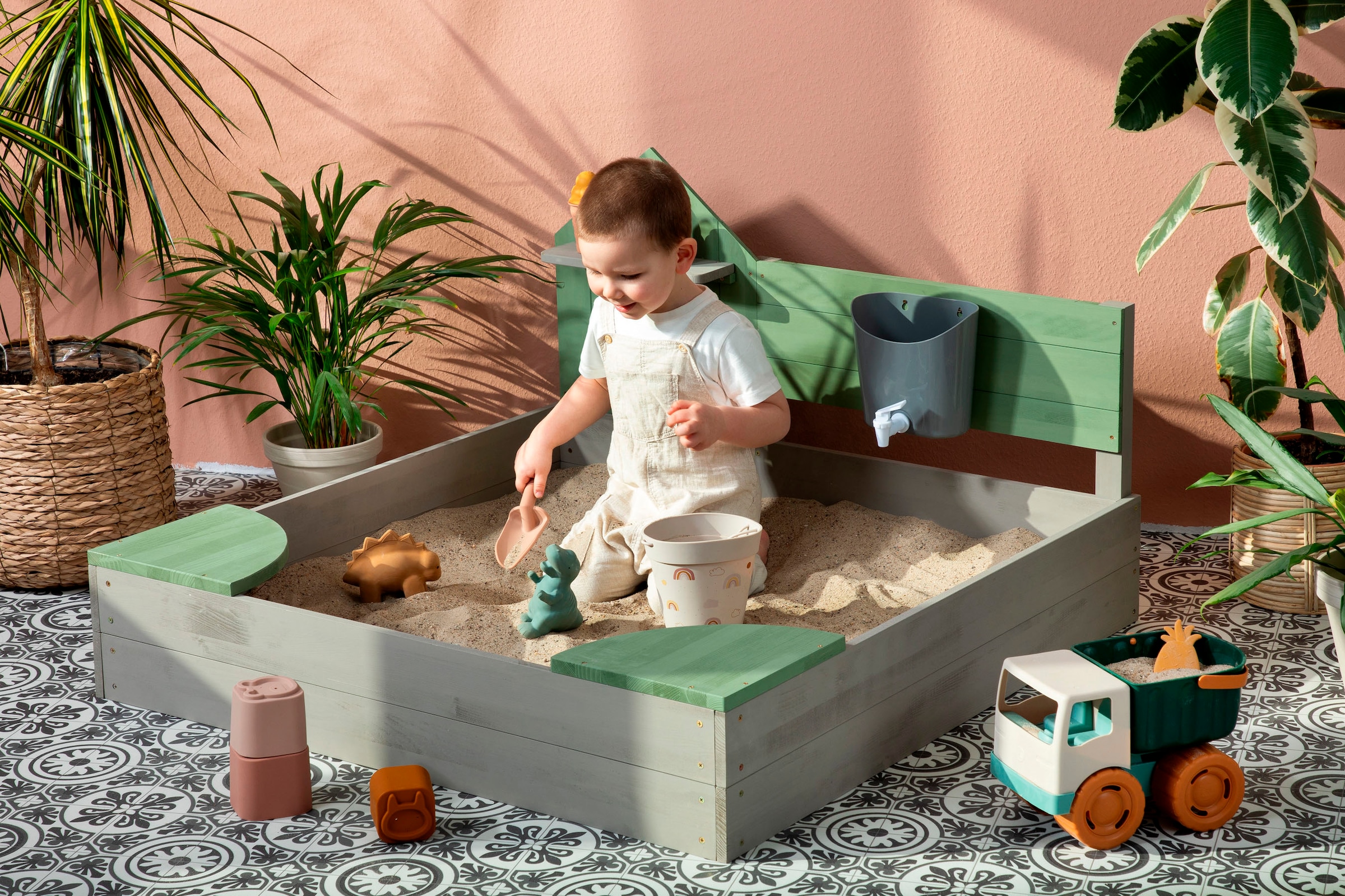 MUDDY BUDDY® Sandkasten »Cozy House, warmgrau/eukalyptus«