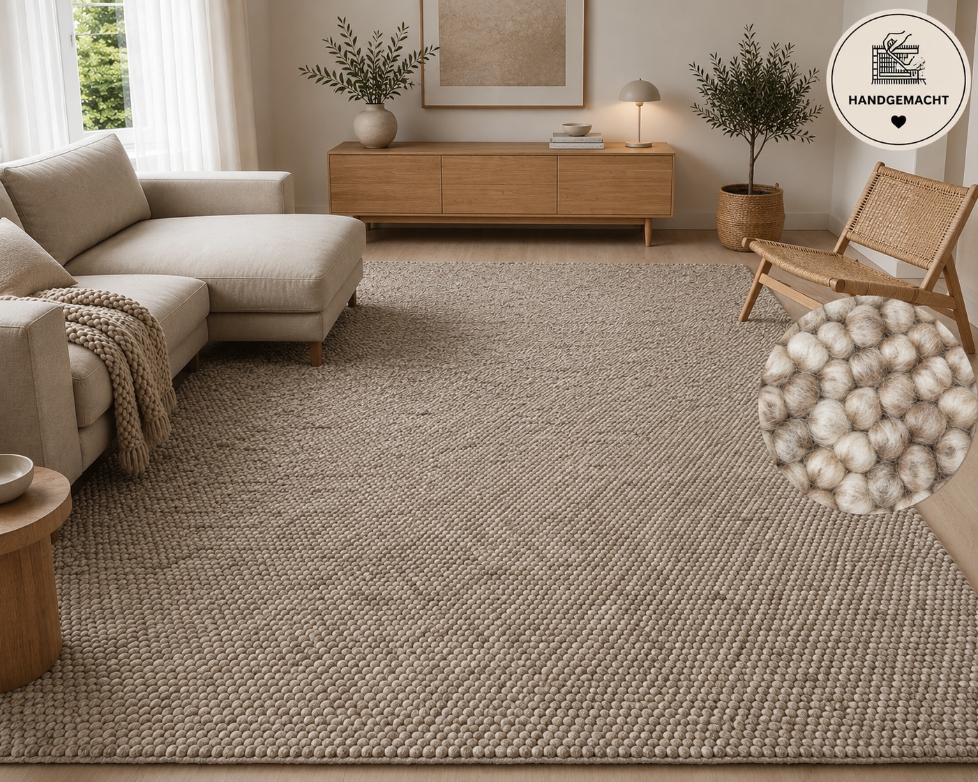 OTTO home Wollteppich »Wolly, Wolle, in Standard und Premium Qualität« rechteckig 14 mm Höhe handgewebt, Handweb Teppiche, Skandi, Wohnzimmer, Schlafzimmer