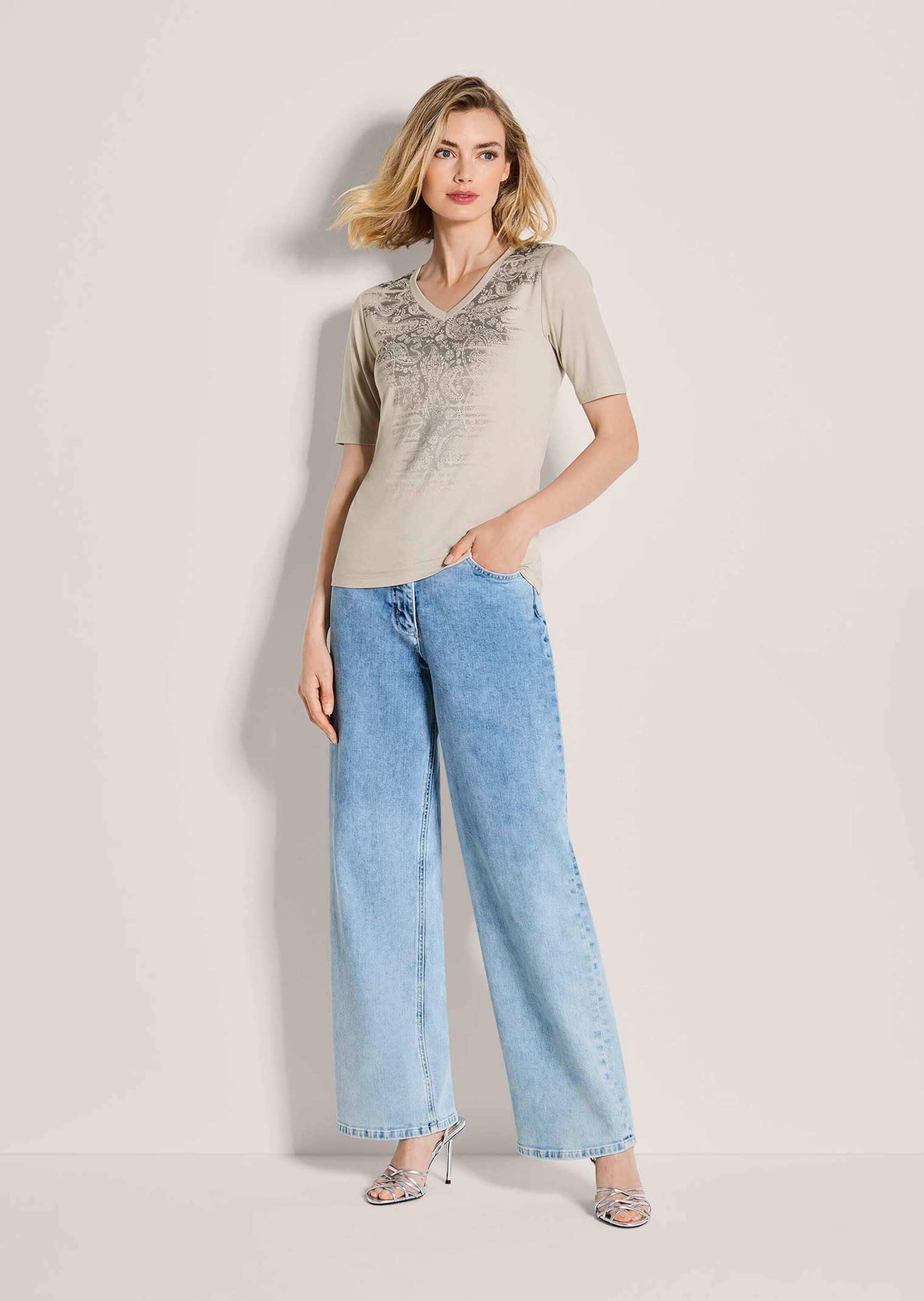 MADELEINE Kurzarmshirt »Shirt Printshirt mit Strass« Strass-Applikationen