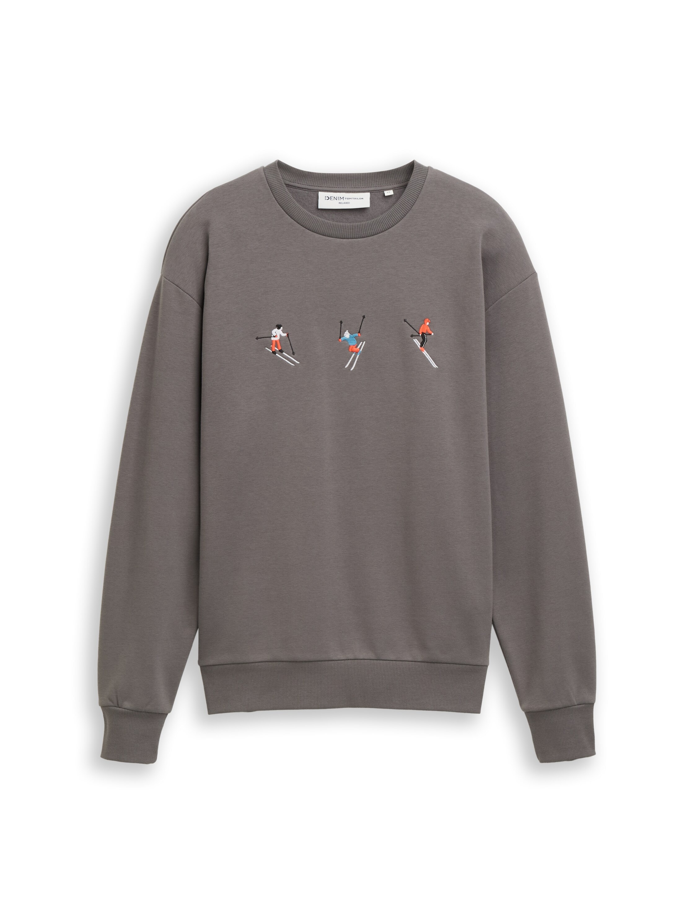 TOM TAILOR Denim Sweater , mit Ski-Motiven bestickt

