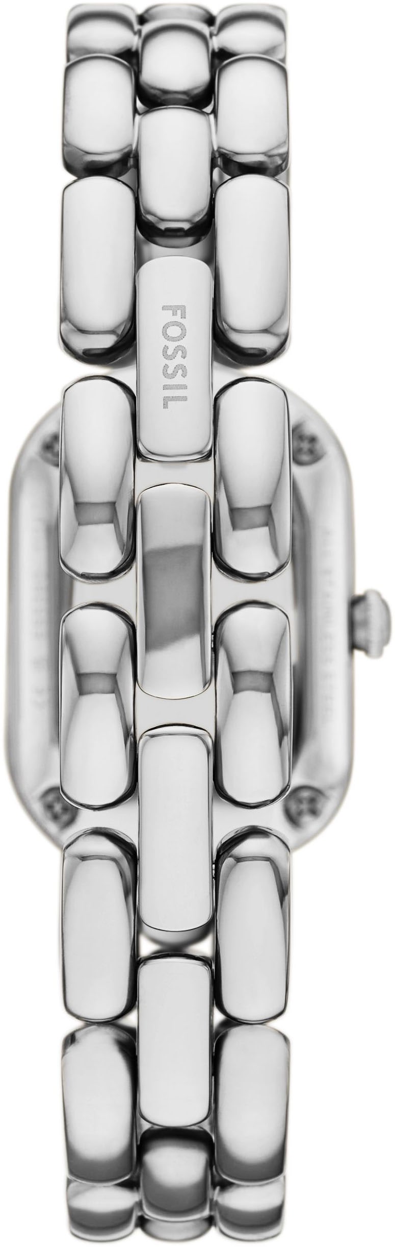 Fossil Quarzuhr »SLOAN«, Armbanduhr, Damenuhr, Edelstahlarmband, analog, Glasstein