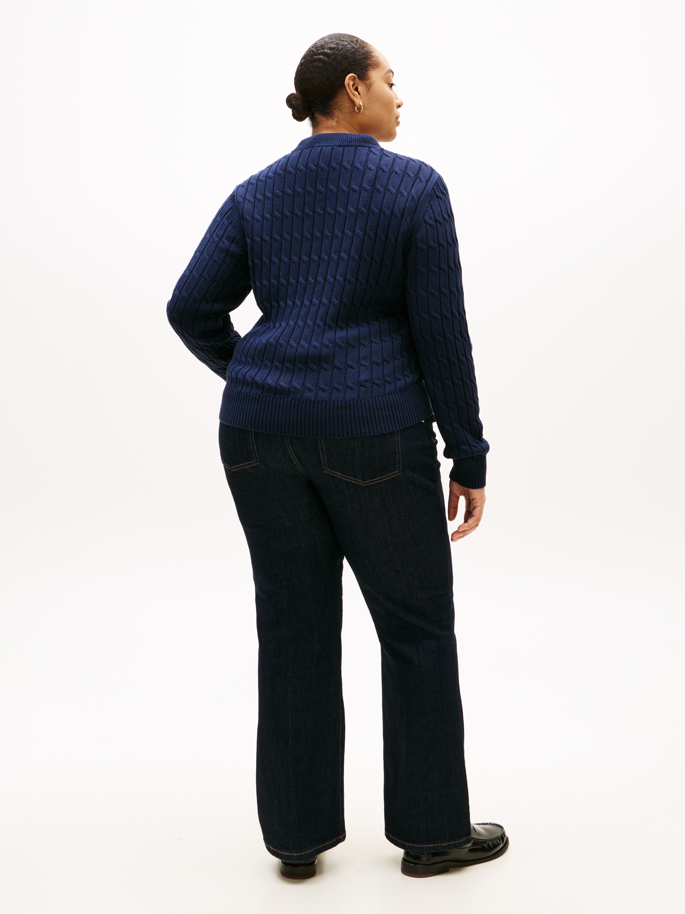 Tommy Hilfiger Curve Rundhalspullover »CRV CO CABLE MID GG C-NK LS SWT« in großen Größen, mit Zopfmuster