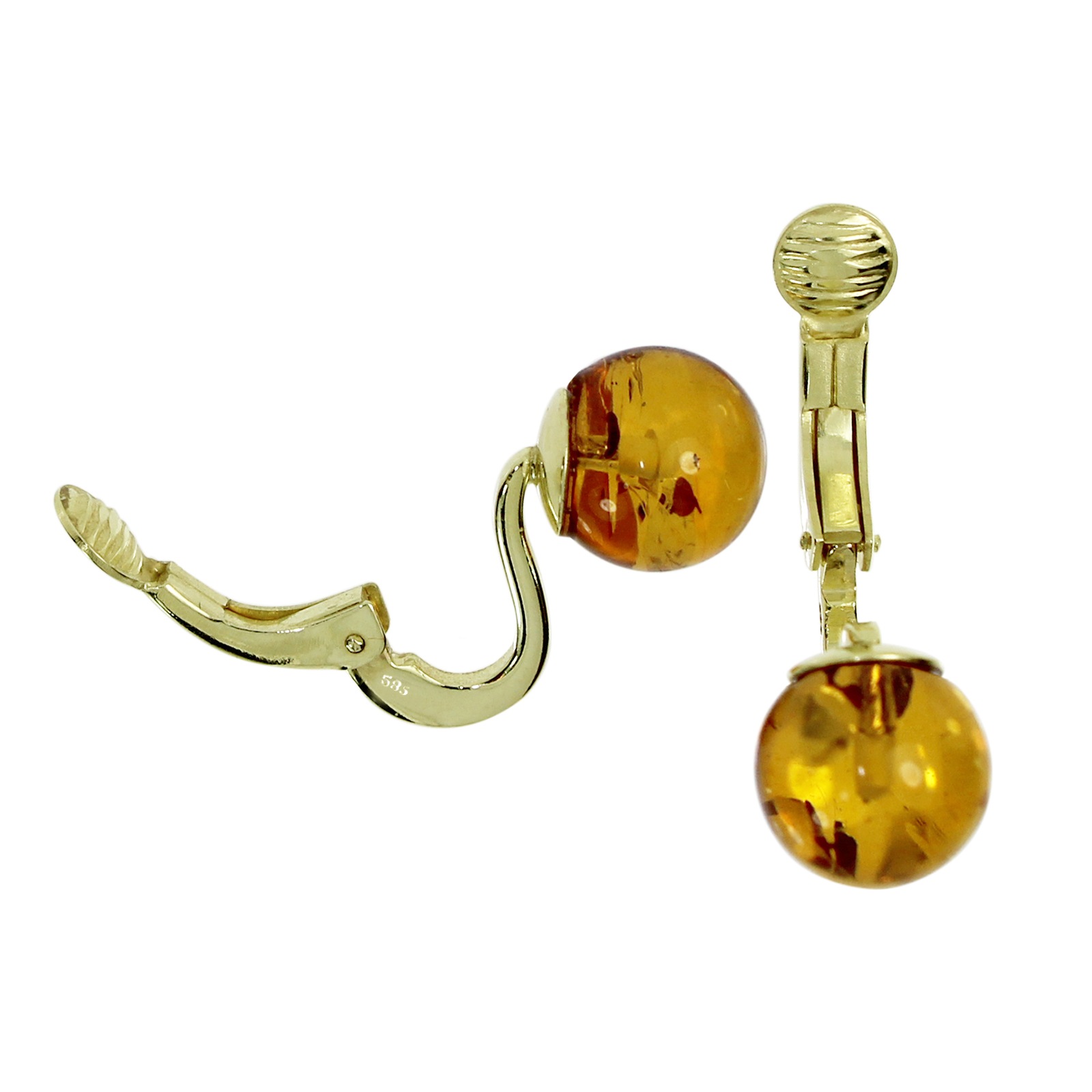 OSTSEE-SCHMUCK Paar Ohrclips »- Kugel 10 mm - Gold 585/000 - Bernstein«