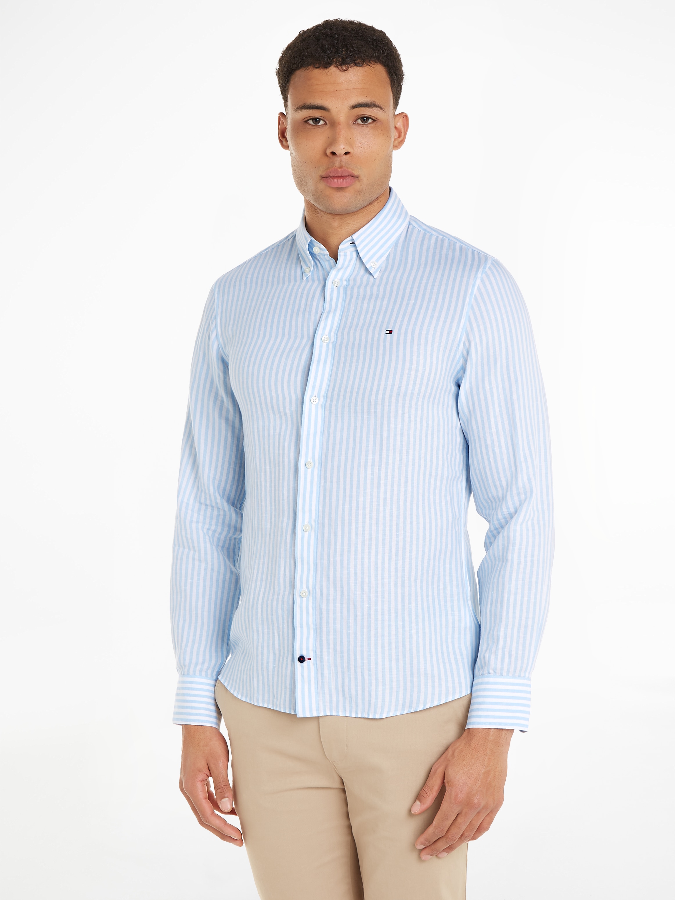 Tommy Hilfiger Langarmhemd »CL W-COTTON LINEN STRIPE SHIRT«, modisch gestreift
