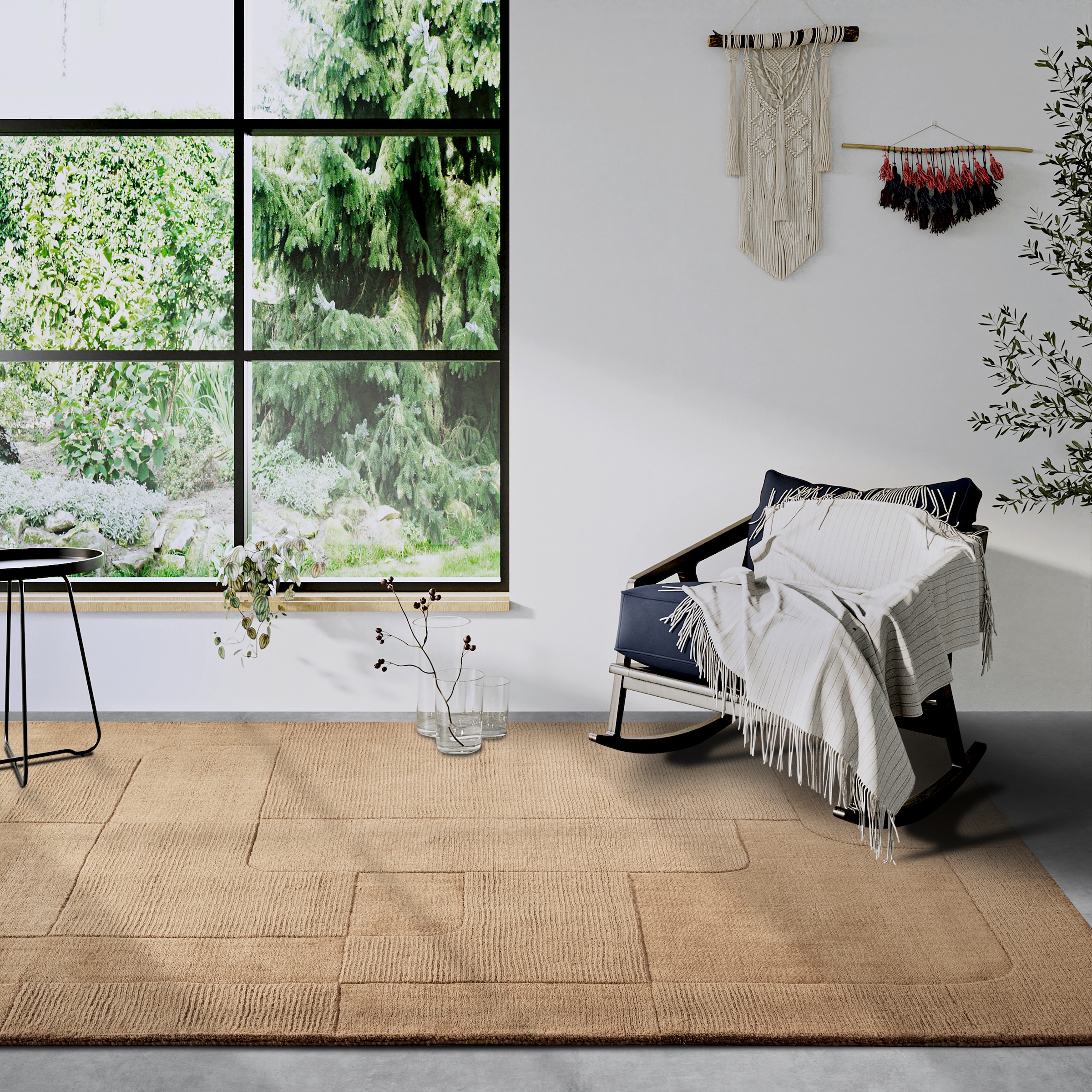 Villeroy & Boch Wollteppich »Charlotte«, rechteckig, 10 mm Höhe, Läufer, Handgewebt, Wolle, Natur, Läufer, Wohnzimmer, Geometrie
