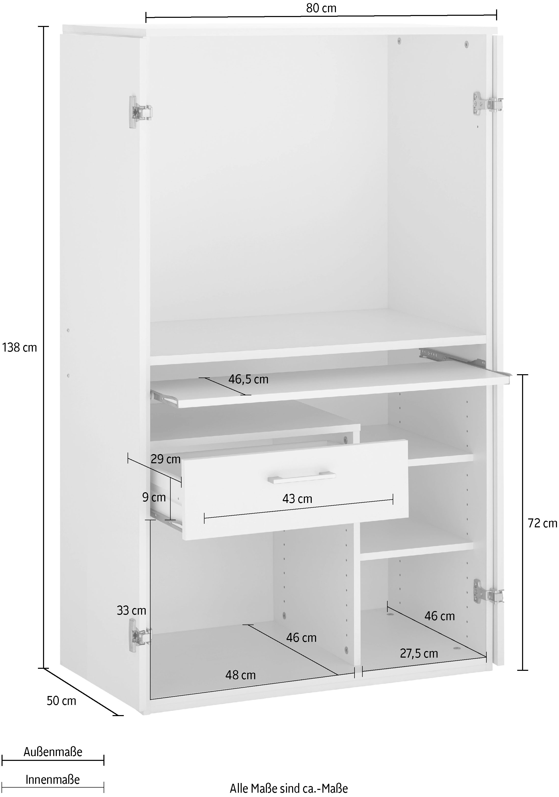 VOGL Möbelfabrik PC-Schrank »Nick«, Sekretär, Maße 80x50x138 cm, Made in Germany