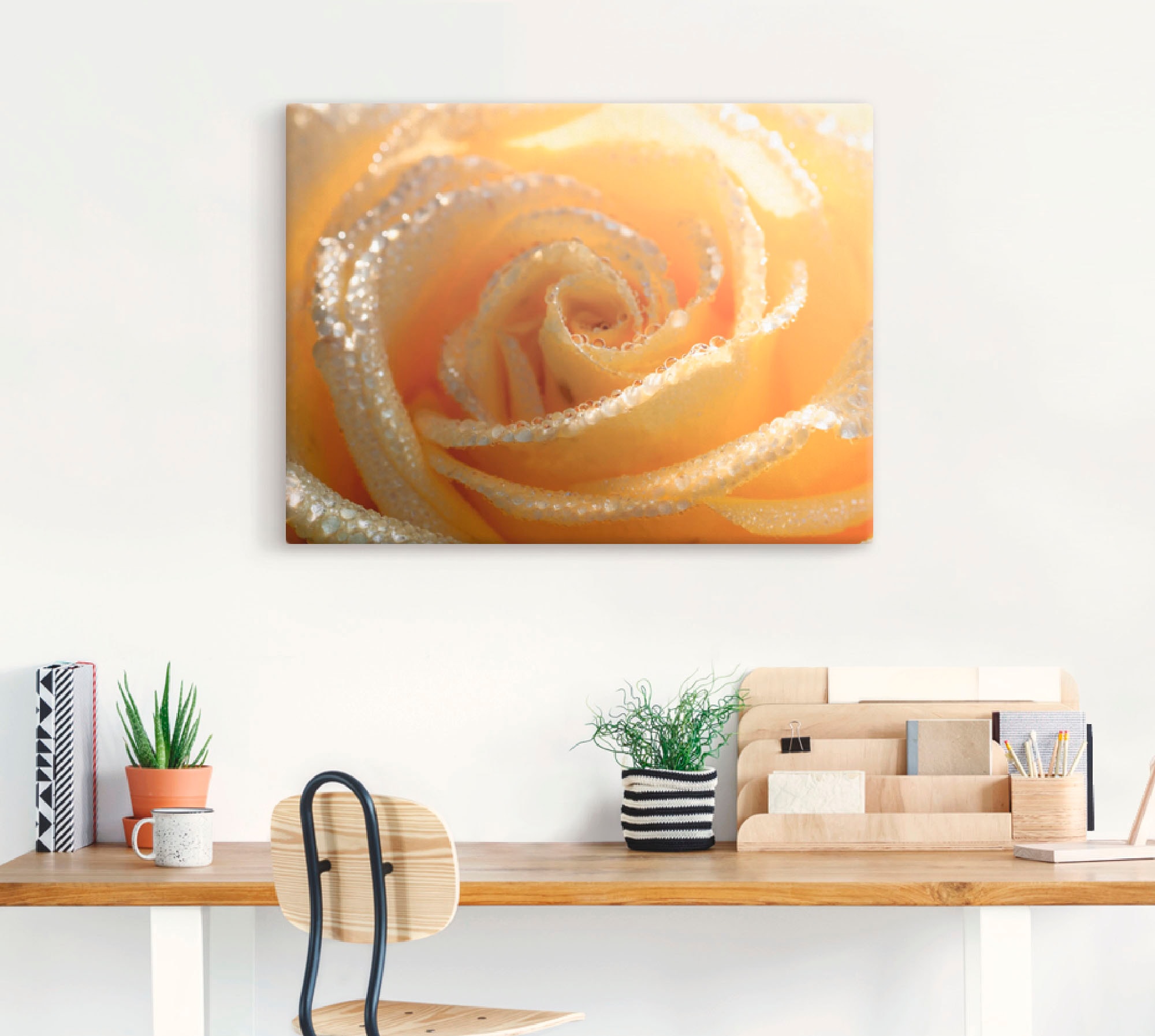 Artland Wandbild »Gelbe Rose Makro«, Blumen, (1 St.), als Leinwandbild, Wandaufkleber in verschied. Größen