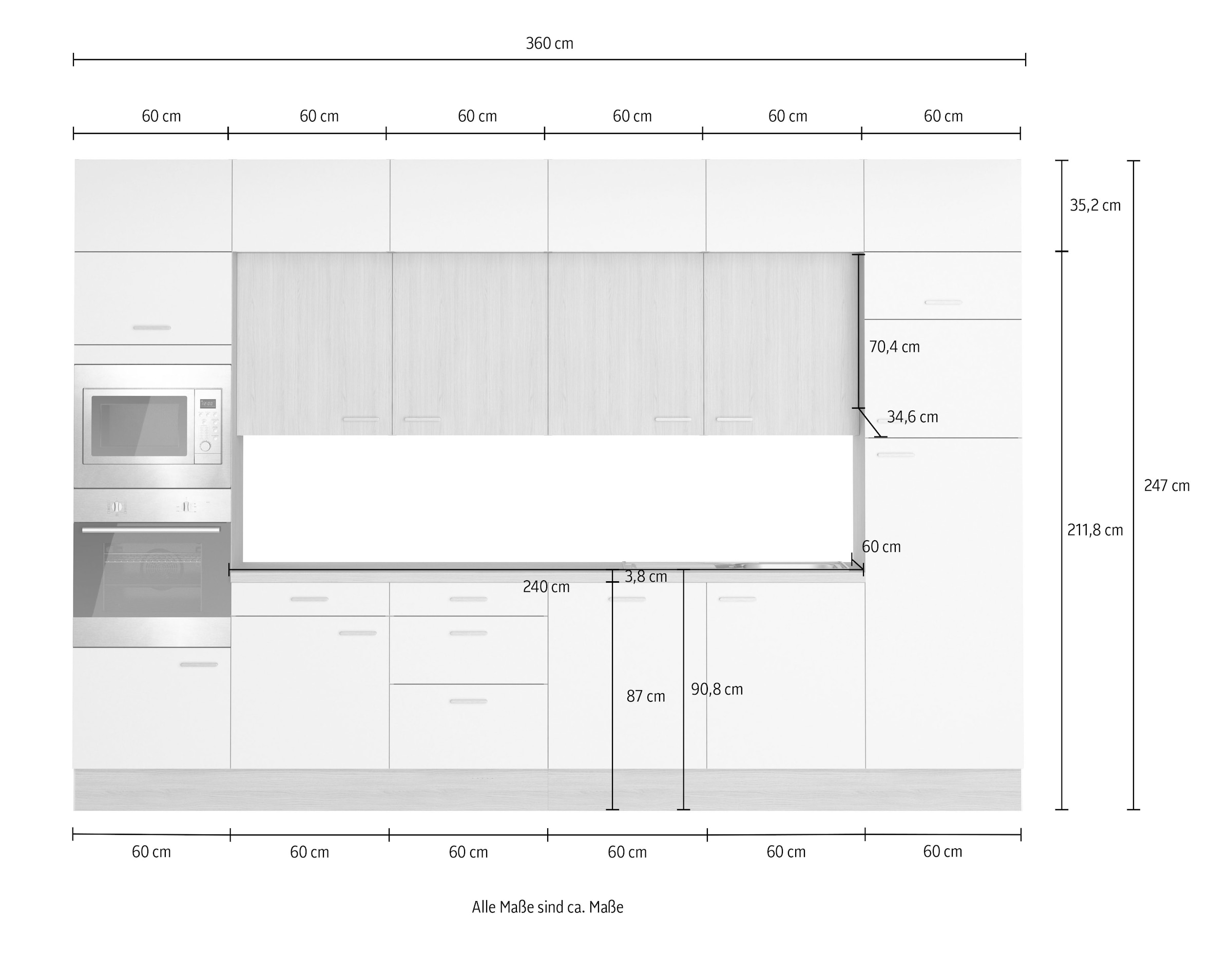 KOCHSTATION Küchenzeile »KS-Lucy« Breite 360 cm, Soft-Close, inkl. Zubehör, wahlweise mit E-Geräten