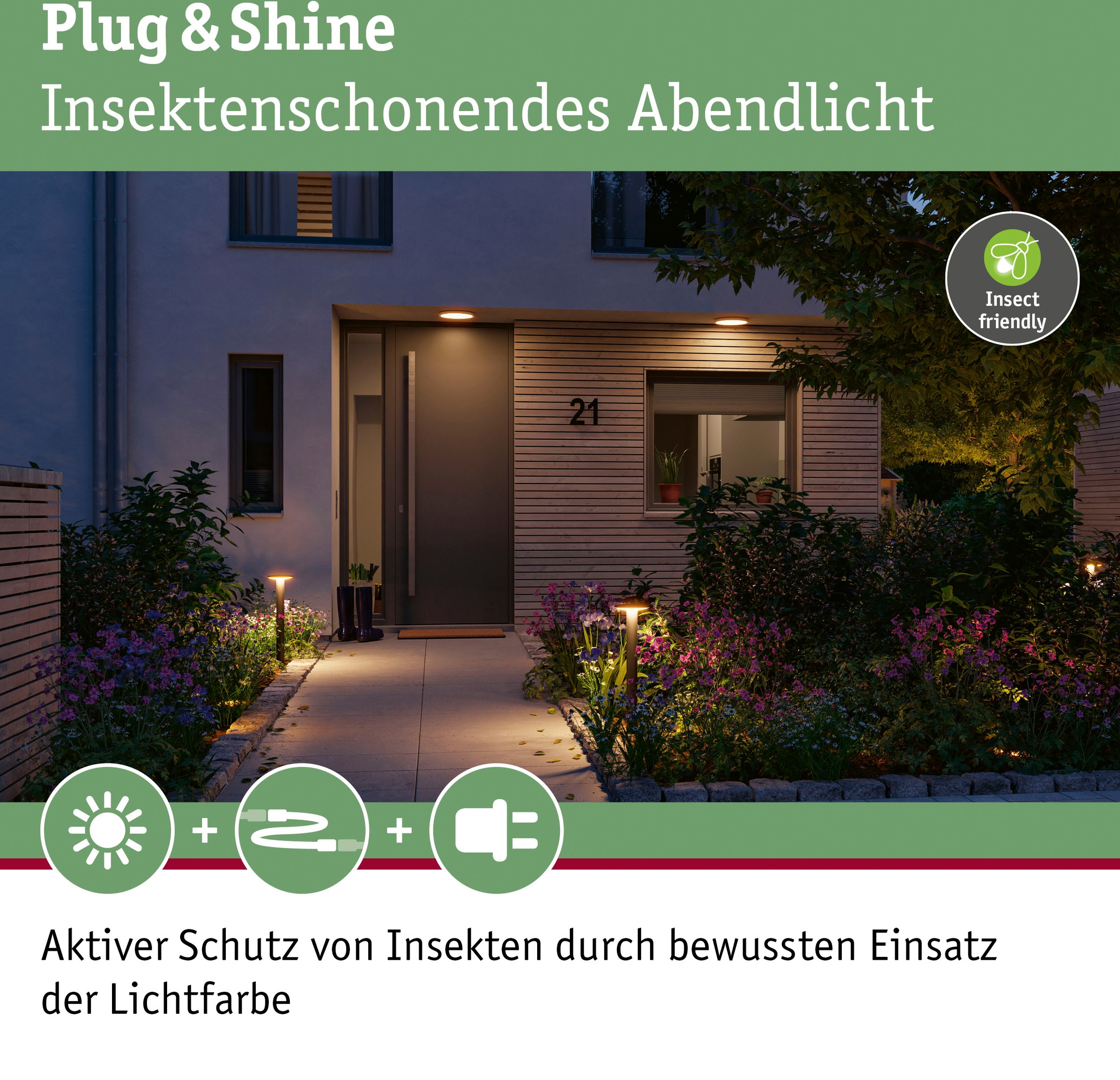 Paulmann LED Pollerleuchte »Outdoor 230V Poller Plate insect friendly 2200-3000K IP44«, 1 flammig, Insektenfreundlich