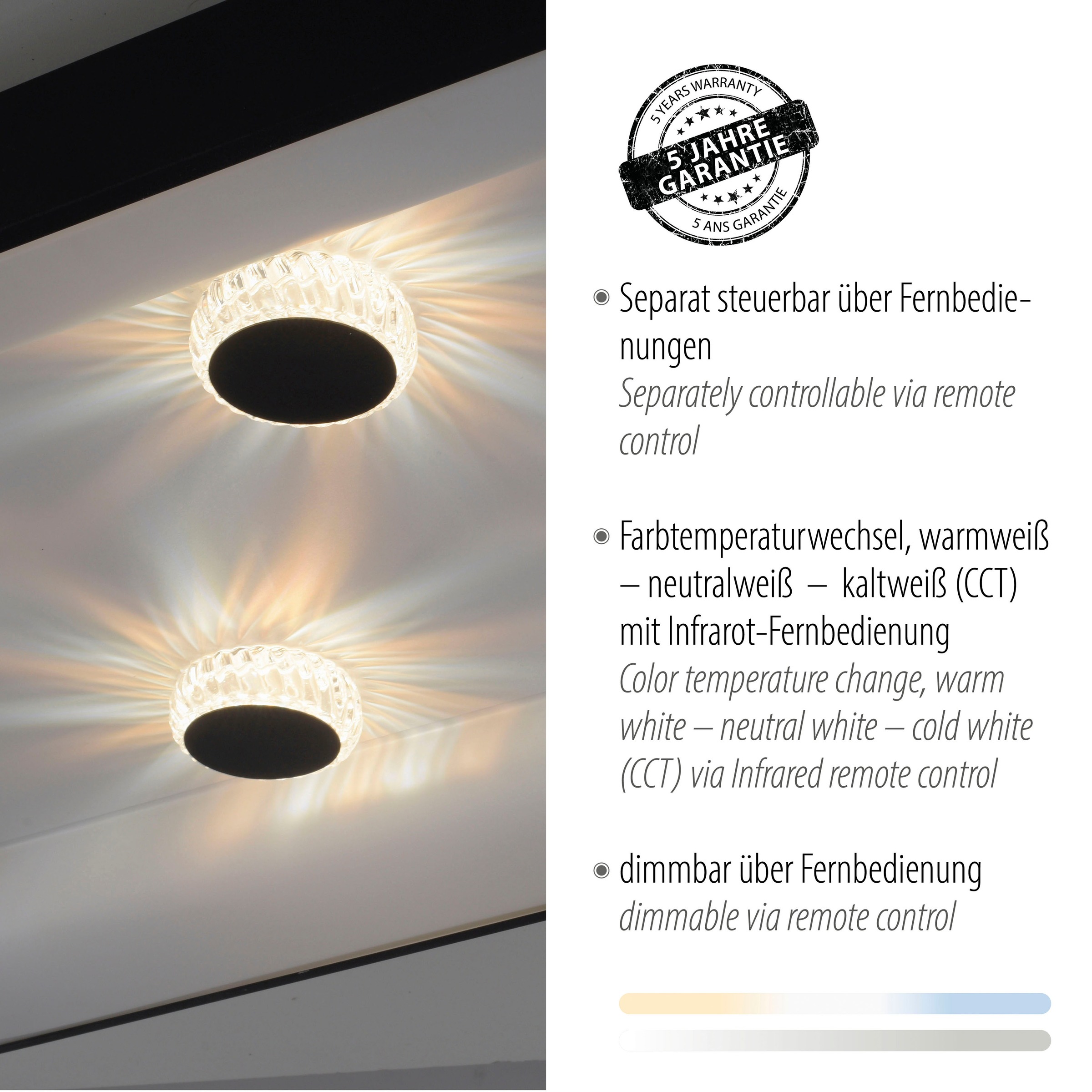 JUST LIGHT Deckenleuchte »VERTIGO« LED-Board 1 Stk. warmweiß - kaltweiß