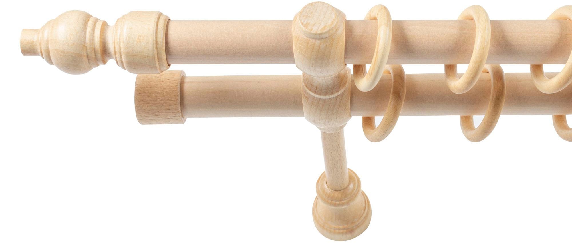 SN DECO GROUP Gardinenstange »Filigrano« 2 läufig-läufig Fixmaß 28 mm, Holz, verschiedene Längen und Farben, Komplettset