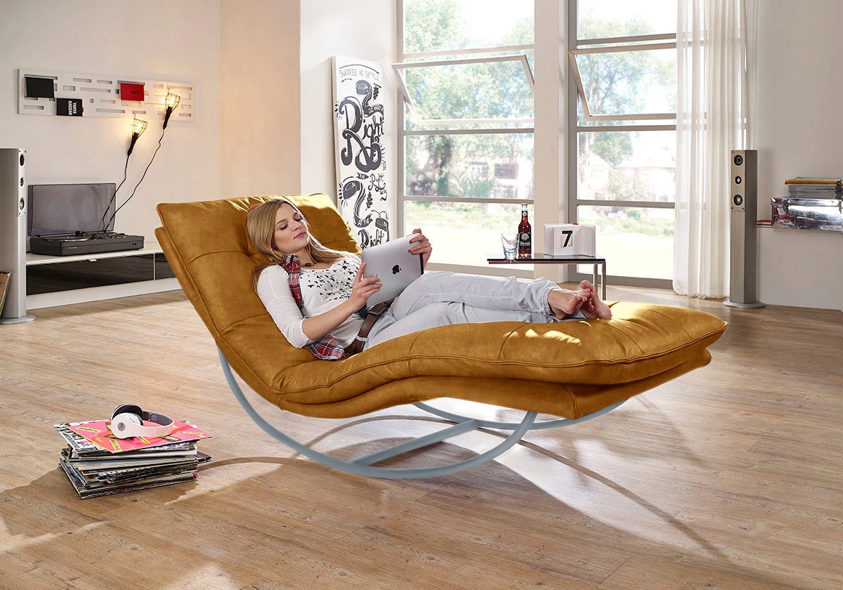 W.SCHILLIG Relaxliege »daily dreams«, in Waffelkissen-Optik, Schaukelgestell silber matt, in 2 Breiten