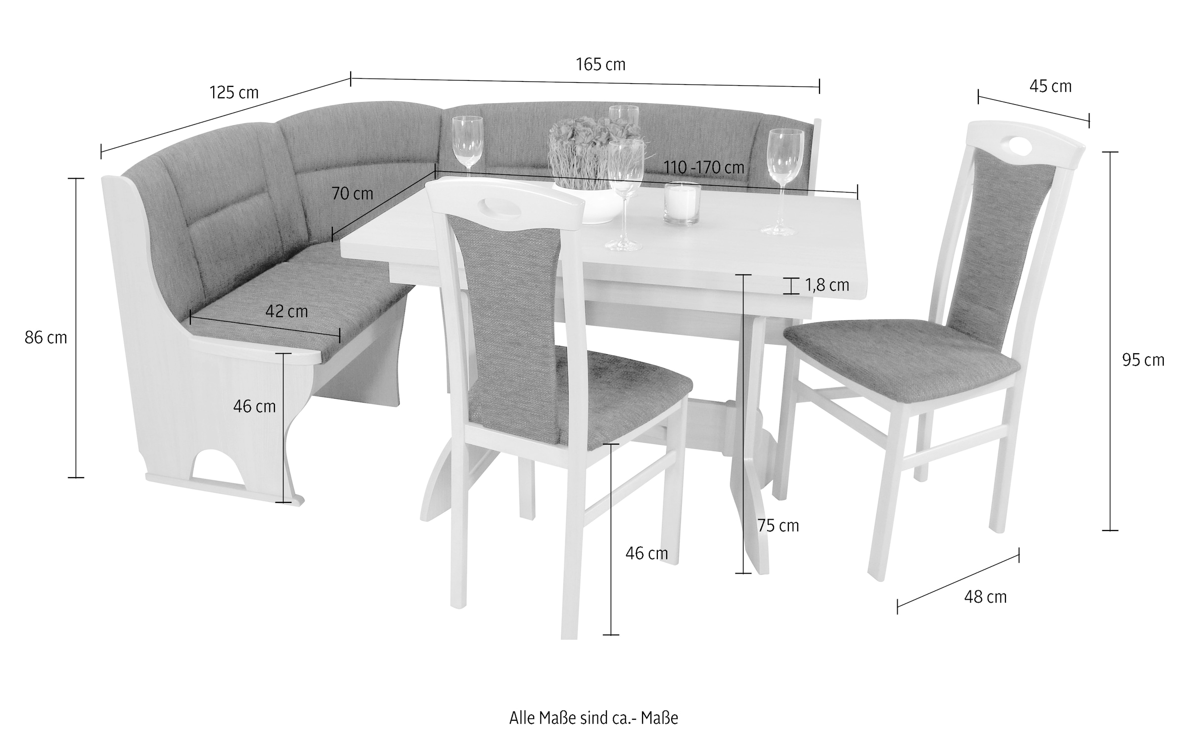 Home affaire Eckbankgruppe »Madrid«, (Set, 4 tlg.), Schenkel wechselbar