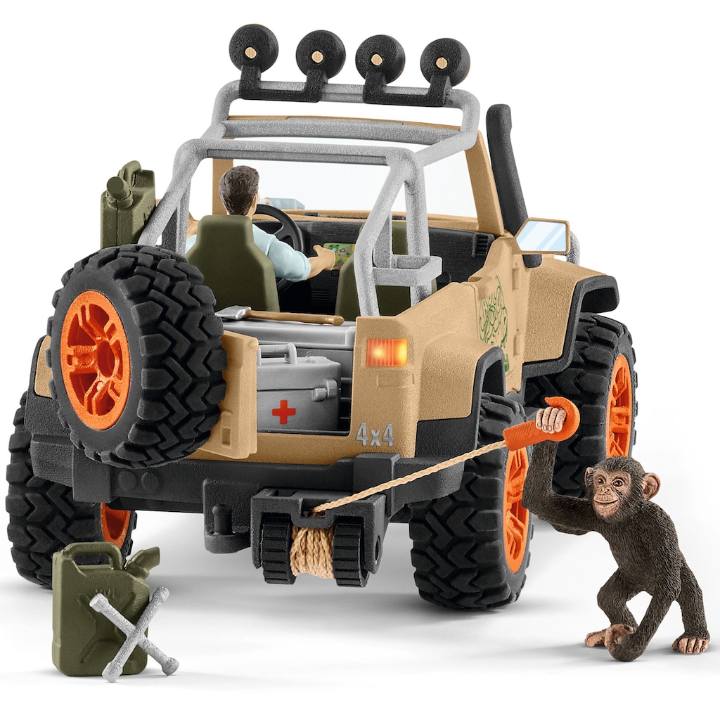 Schleich® Spielzeug-Auto »WILD LIFE, Geländewagen mit Seilwinde (42410)«, (Set)