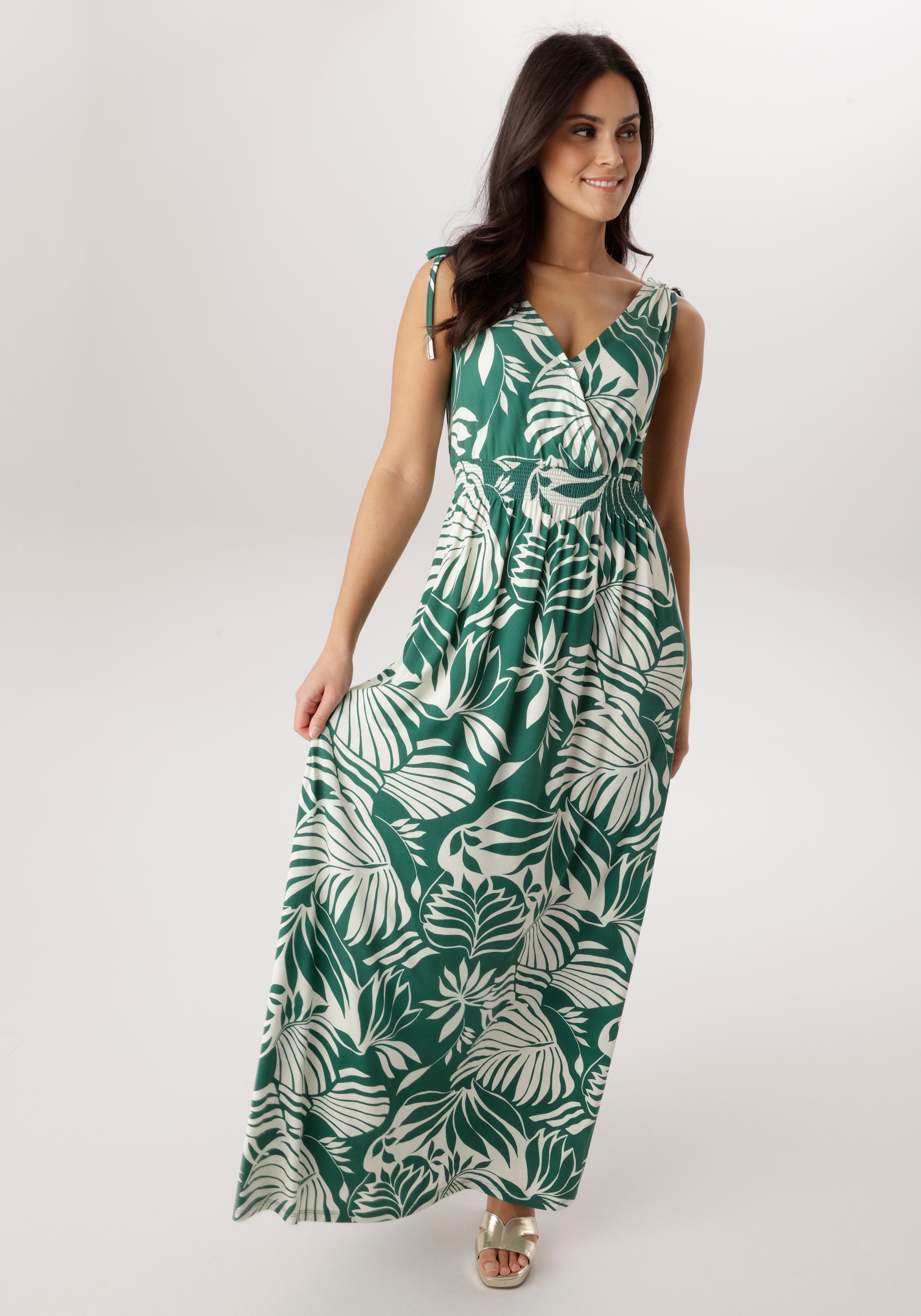 Aniston SELECTED Sommerkleid mit breiten Trägern zum Raffen - NEUE KOLLEKTION