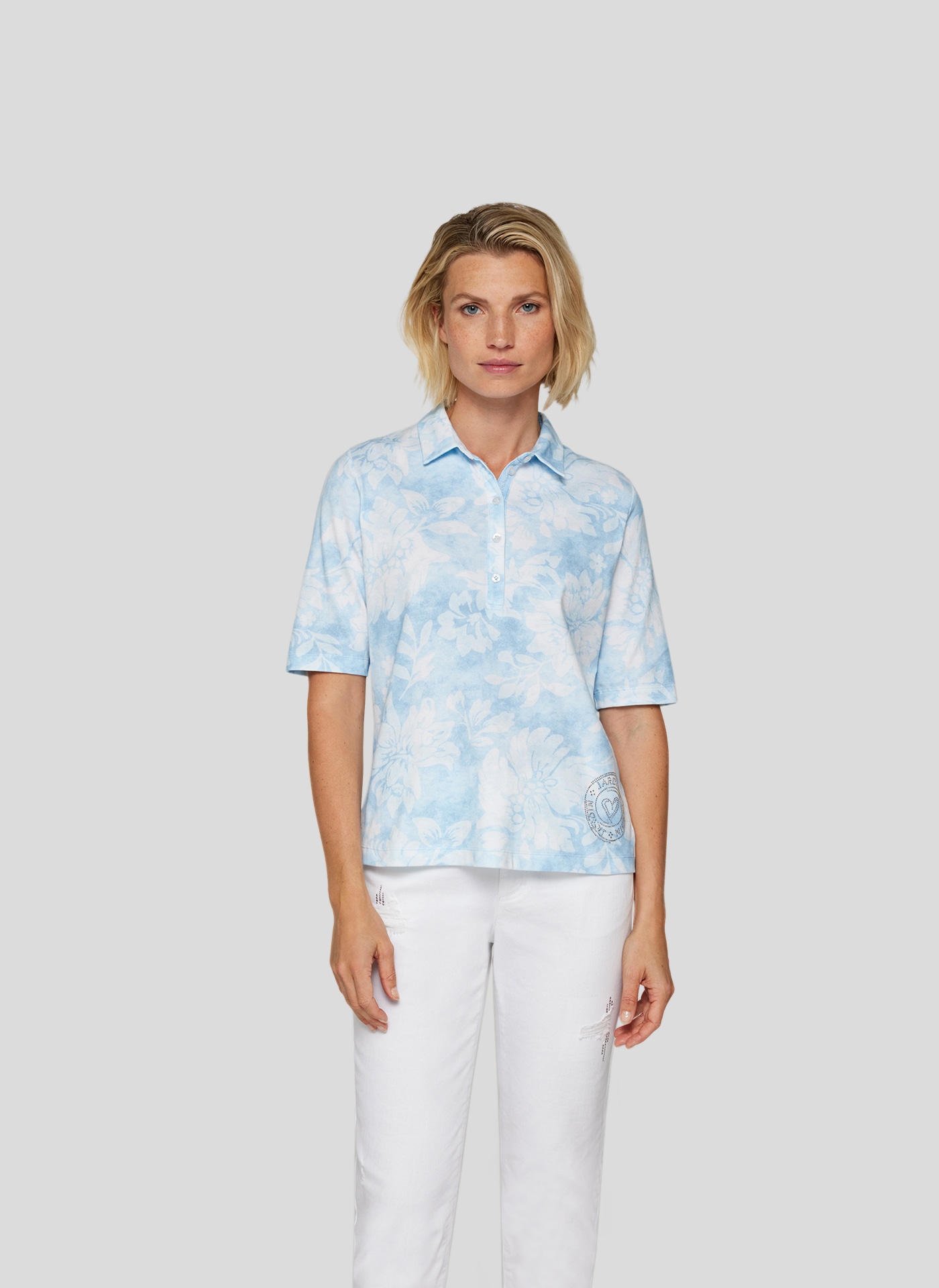 Rabe Poloshirt, mit floralem Muster