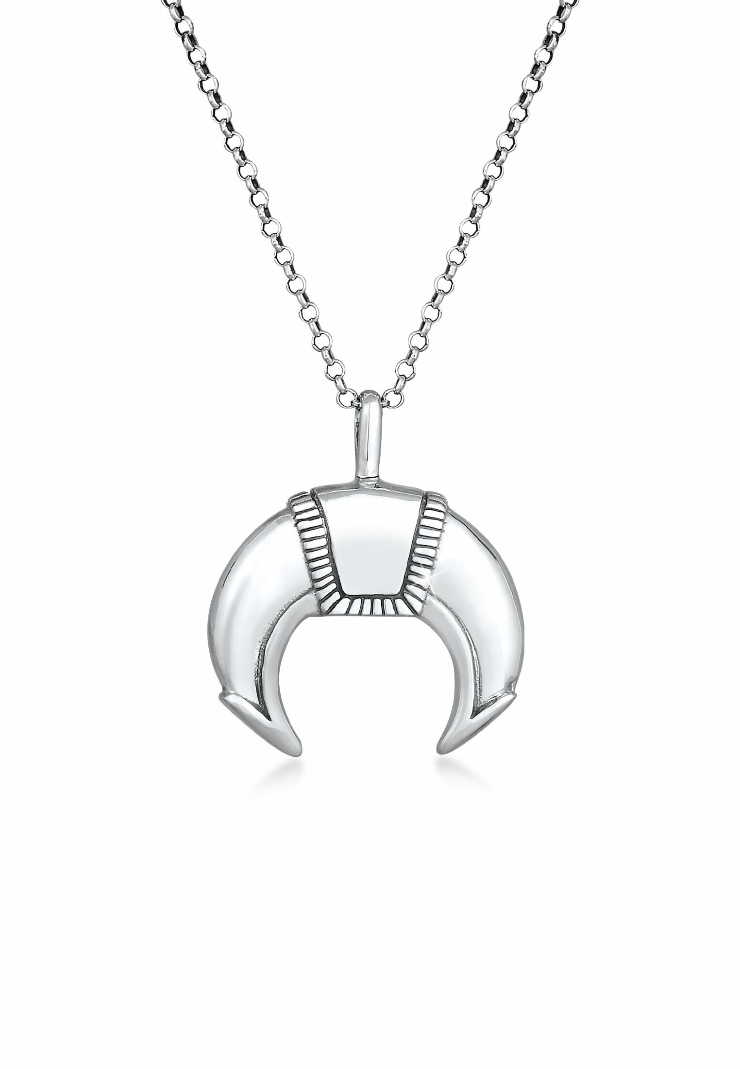 Kuzzoi Silberkette »Herren Tiger Zahn Massiv Talisman 925 Silber«