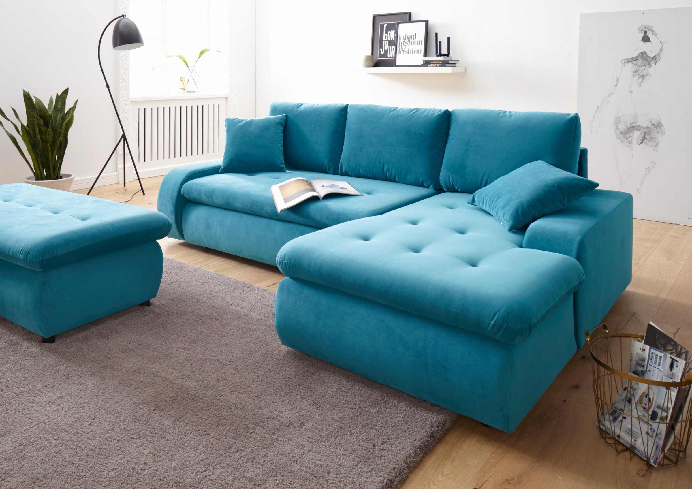 TRENDMANUFAKTUR Hocker »Indie II, bequemer Bankhocker mit Staufach unter der Sitzfläche«