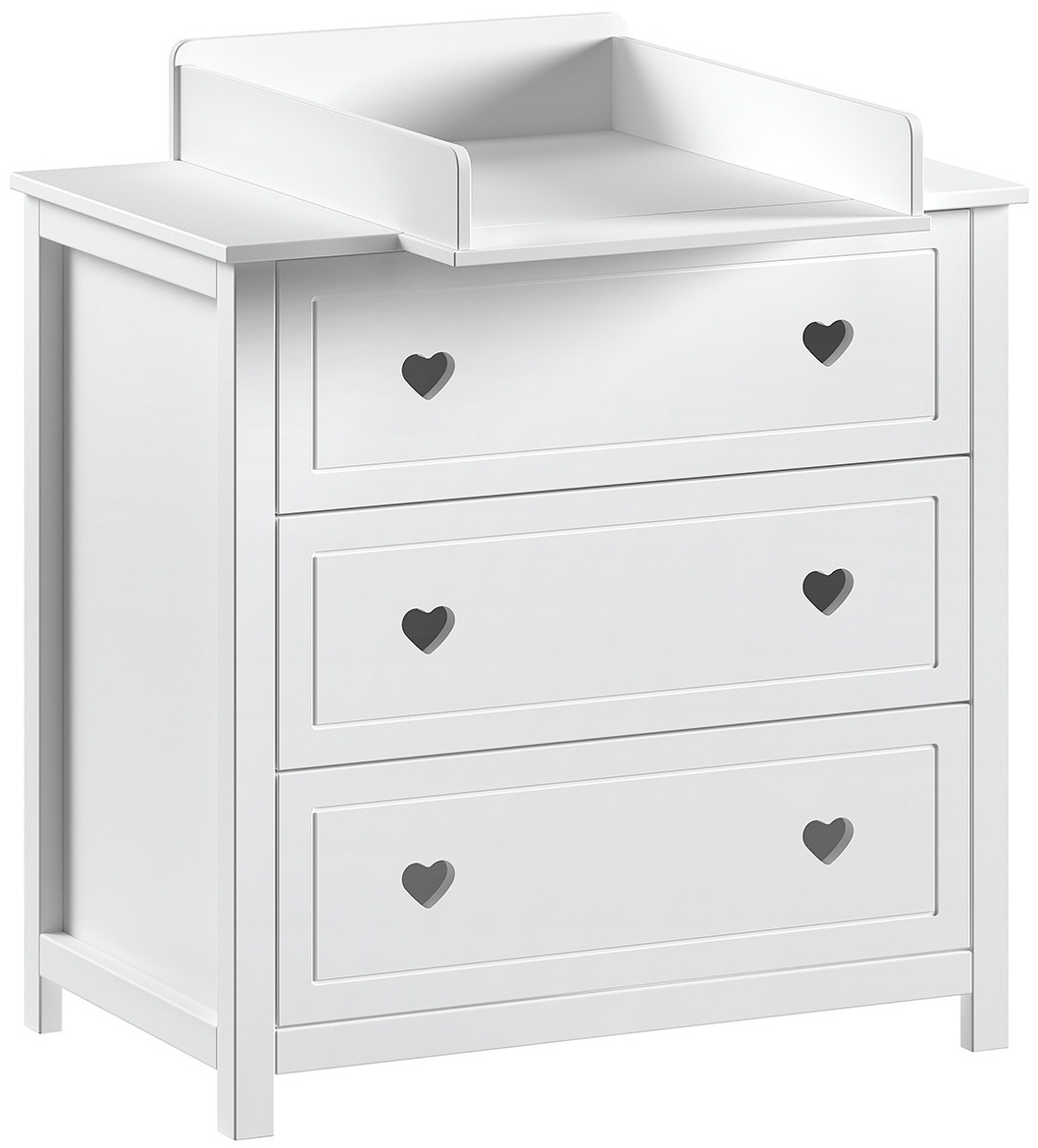 Vipack Babyzimmer-Komplettset »Amori 4-tlg. mit Herz-Ornamenten, MDF/Massiv weiß lackiert«, (4 tlg.)