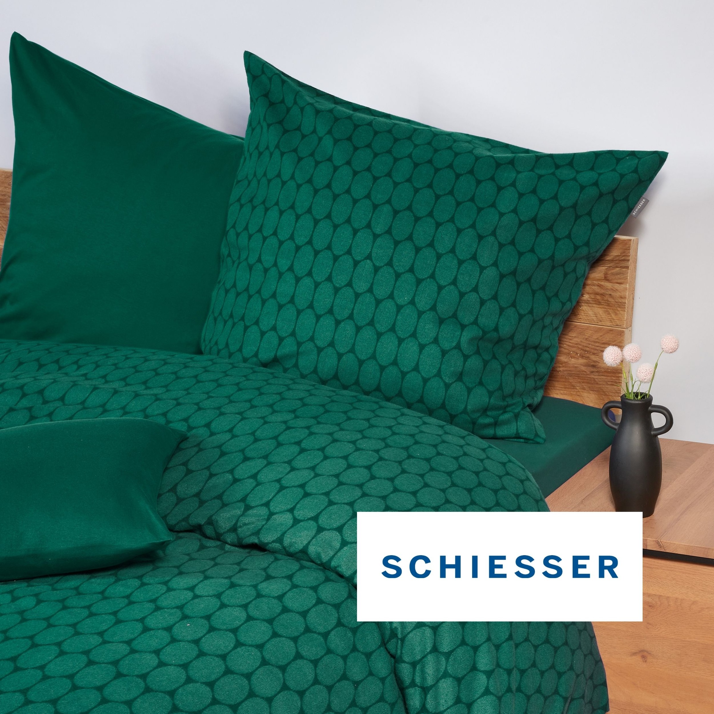 Schiesser Bettwäsche »Drops aus wärmender Feinbiber-Qualität mit dezentem Grafikprint« 2 Stk. OEKO-TEX® MADE IN GREEN