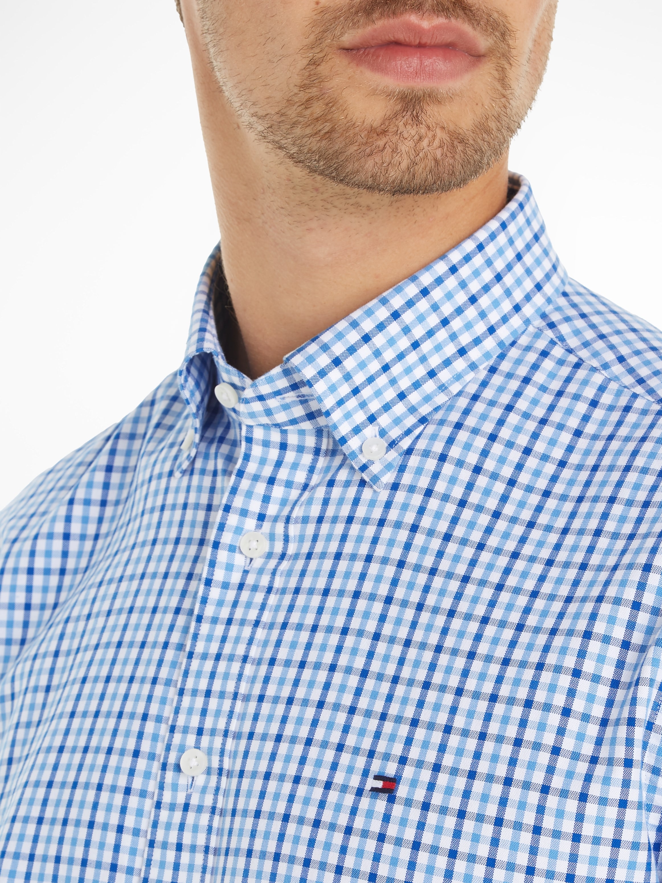 »CL CHECK Langarmhemd dezenter SHIRT«, RF Hilfiger online kaufen mit Tommy OTTO der bei auf Brust W-OXFORD Labelflag