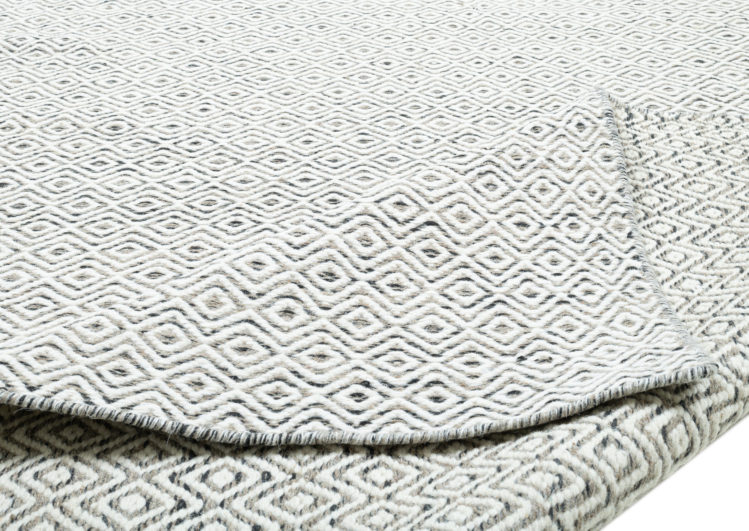 my home Wollteppich »Daoulas«, rechteckig, 10 mm Höhe, Handweb Teppich, reine Wolle, modernes Rauten Muster, Scandi Design