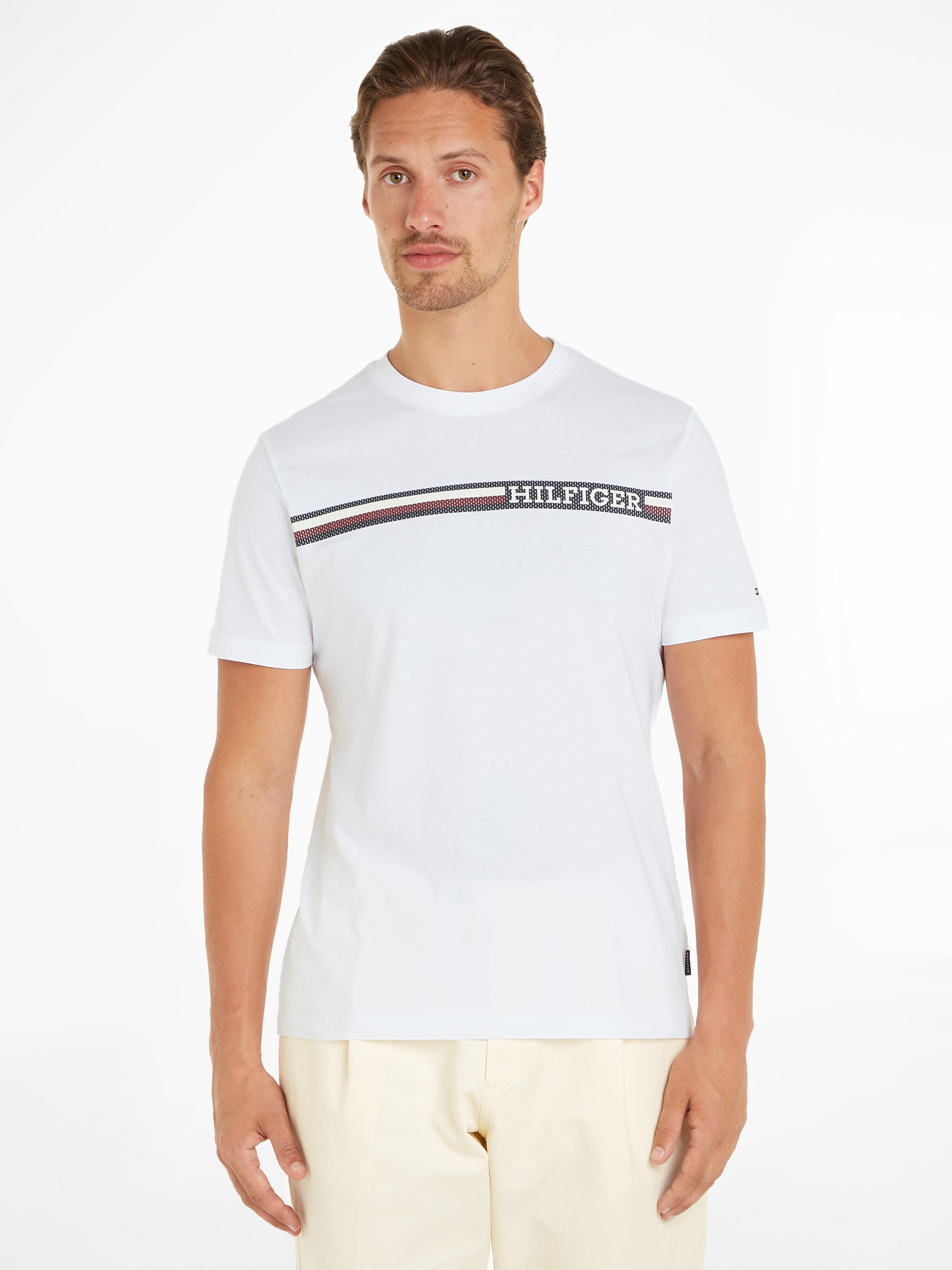 Tommy Hilfiger T-Shirt »MONOTYPE CHEST STRIPE TEE«, mit Markenlogo online  shoppen bei OTTO