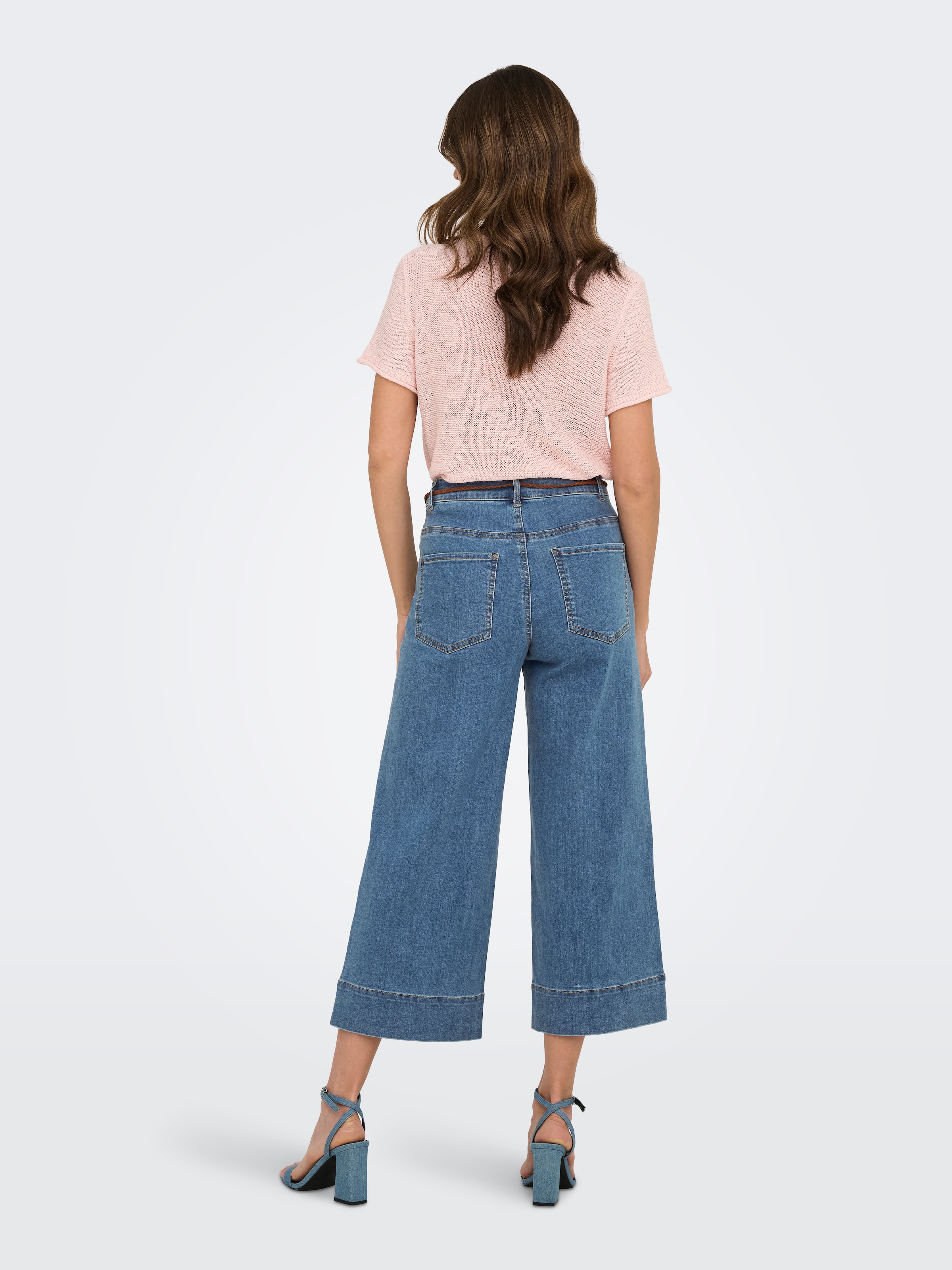 ONLY High-waist-Jeans »ONLMADISON HW BELT WD CRP DNM GUA165NOOS« Materialmix, High Waist, verkürzte Länge