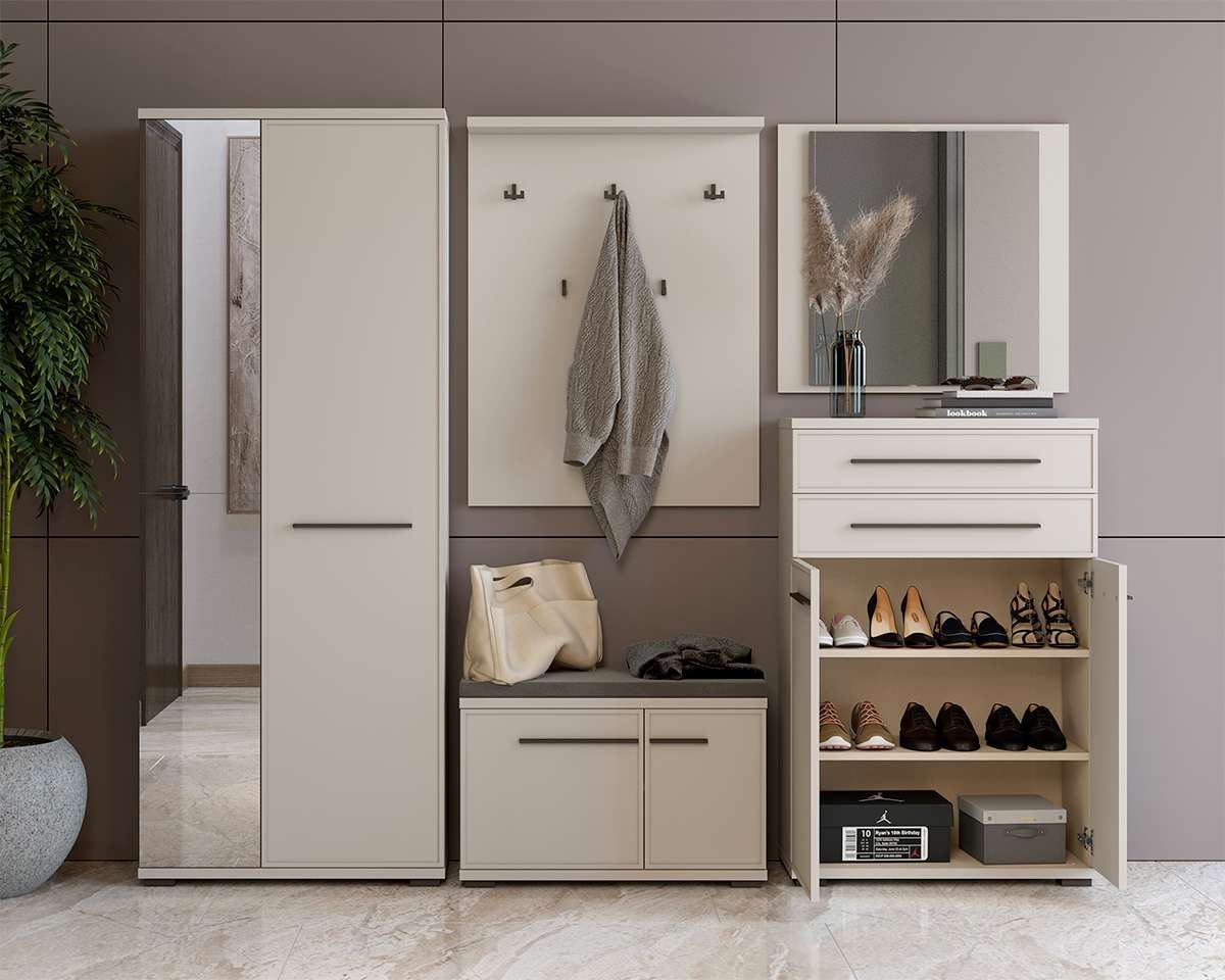 Places of Style Garderobenpaneel »Opera, Wandregal, mit Haken, mit Regal, in Kaschmirfarbe«, Wandgarderobe, Aufhänger, Höhe 100cm, mit 5 Hakken
