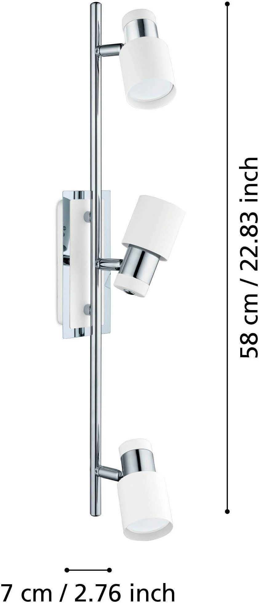 EGLO Deckenleuchte »Davida Deckenlampe, Deckenspot aus Metall, Wohnzimmerlampe, GU10« GU10 1 Stk. Spot - L58 x B7 cm - chrom, weiß - 3X4,6W inkl.