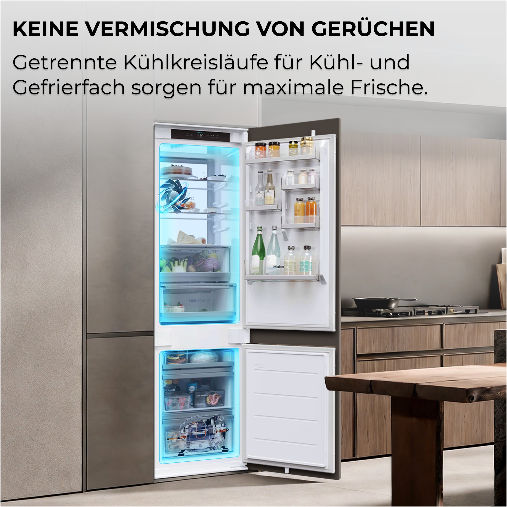 Haier Einbaukühlgefrierkombination »HBQ7518AT« 177,2 cm hoch 54 cm breit Energieeffizienzklasse A & Top-Ausstattung