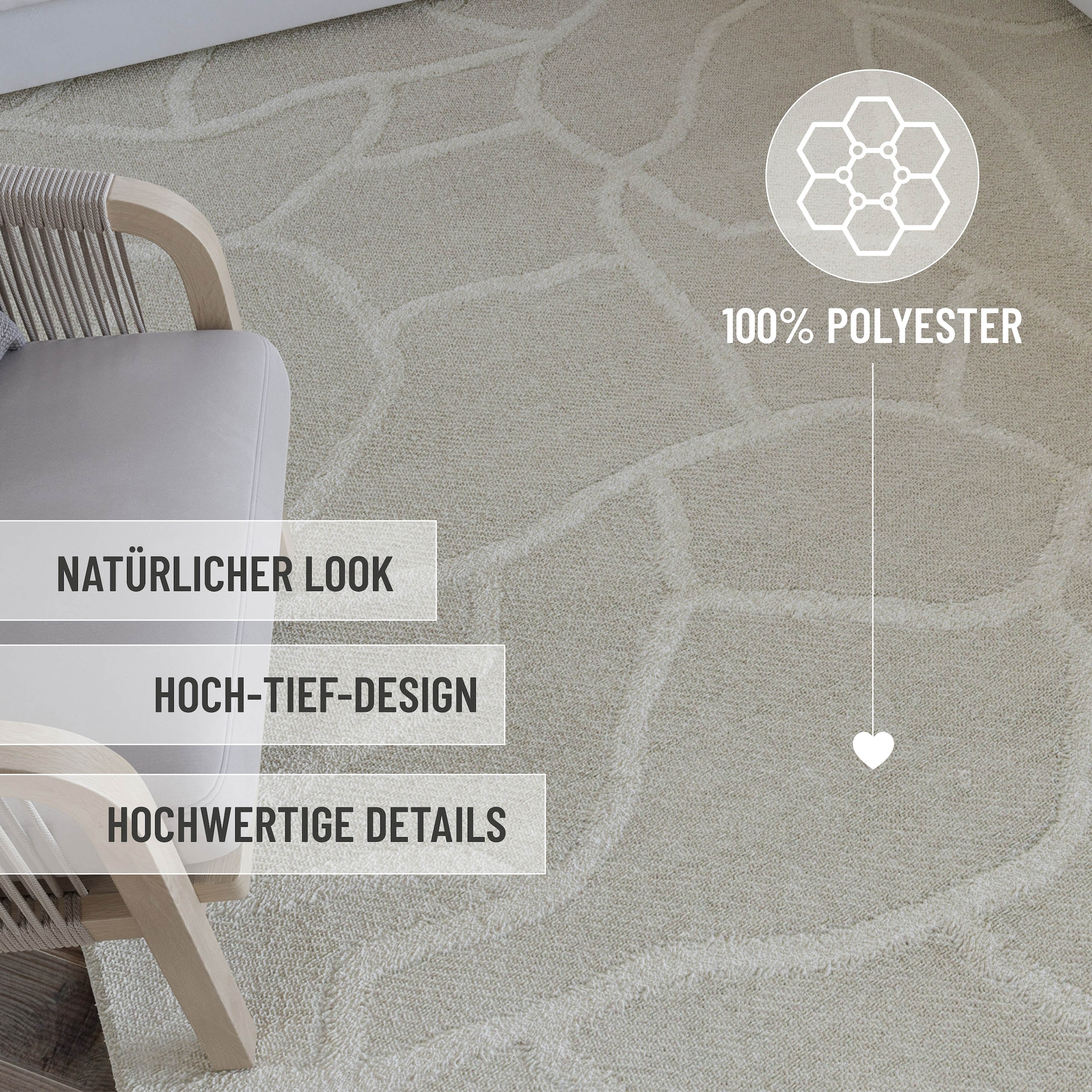 Wecon home Teppich »Hamptons TWENTYSIX«, rechteckig, 10 mm Höhe, Läufer, Kurzflor, Wohnzimmer, Schlafzimmer, elegant, Mosaik