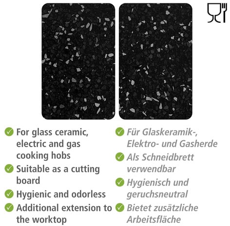 WENKO Herd-Abdeckplatte »Universal Modell Terrazzo«, (Set, 2 tlg.), Herdabdeckung für alle Herdarten, kratzfest, mit rutschfesten Füßen