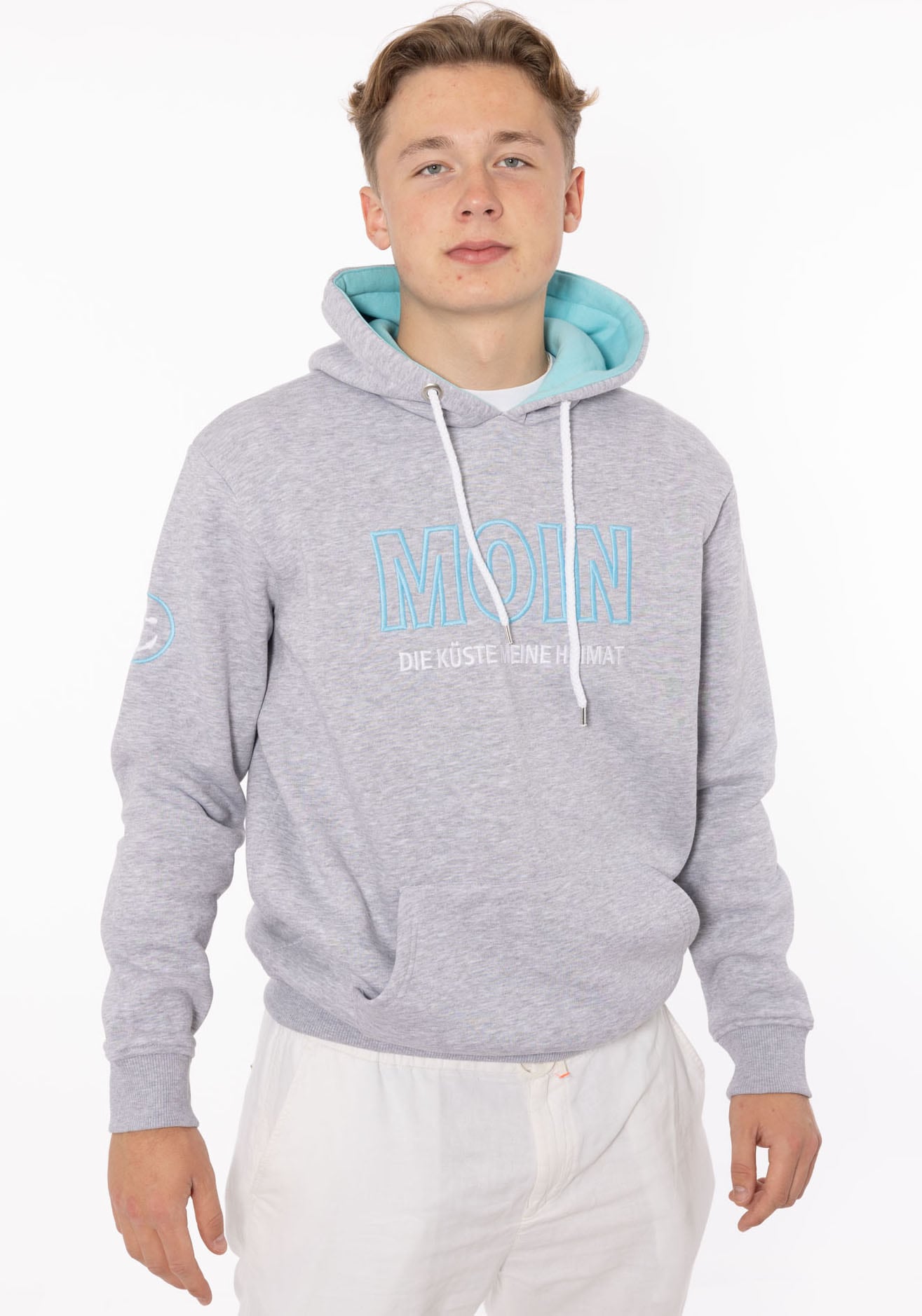 Hoodie »"Moin" Herren«, auffälliger Schriftzug und Anker am Arm