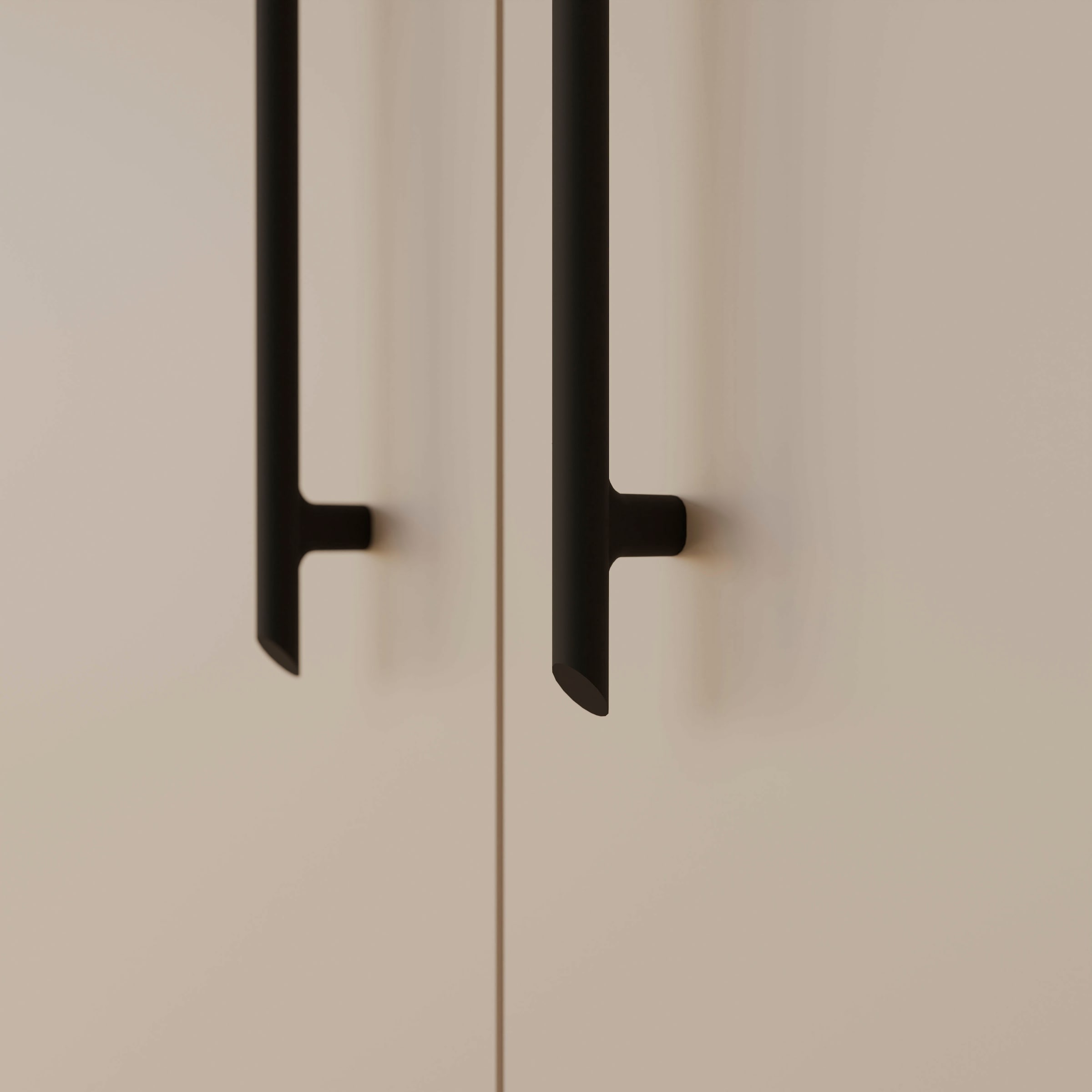 FORTE Kleiderschrank »Mokkaris , zeitloses Design, 3–4 Türen, Made in Europe« B/H/T ca. 145x200x59cm oder 206x200x59cm,  Schubladen + schwarze Stangengriffe, Made in Europe, viel Stauraum