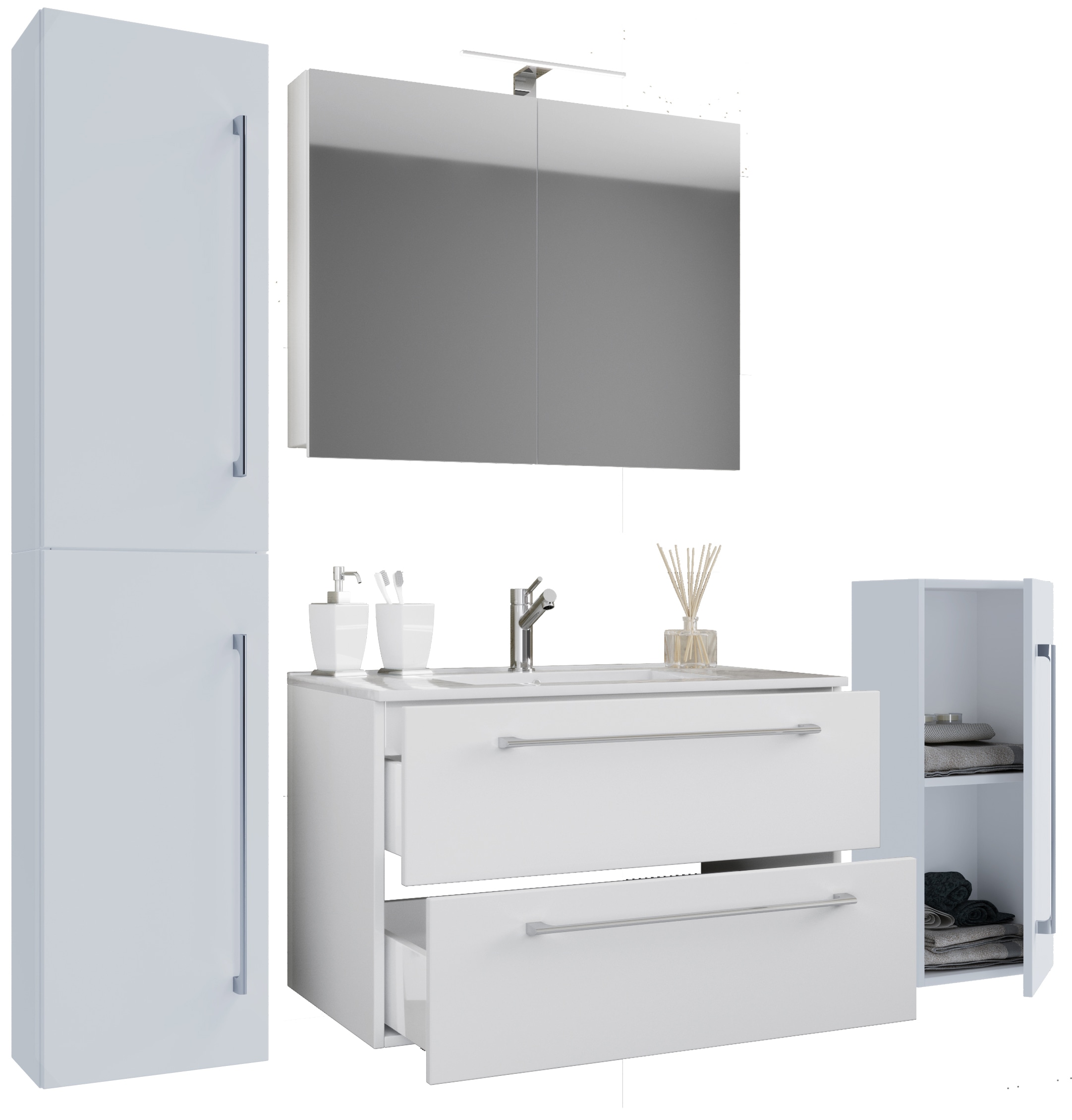 VCM Waschtisch »5-tlg. Waschplatz Waschtisch Badinos Schublade SC« 5 Stk. tlg.