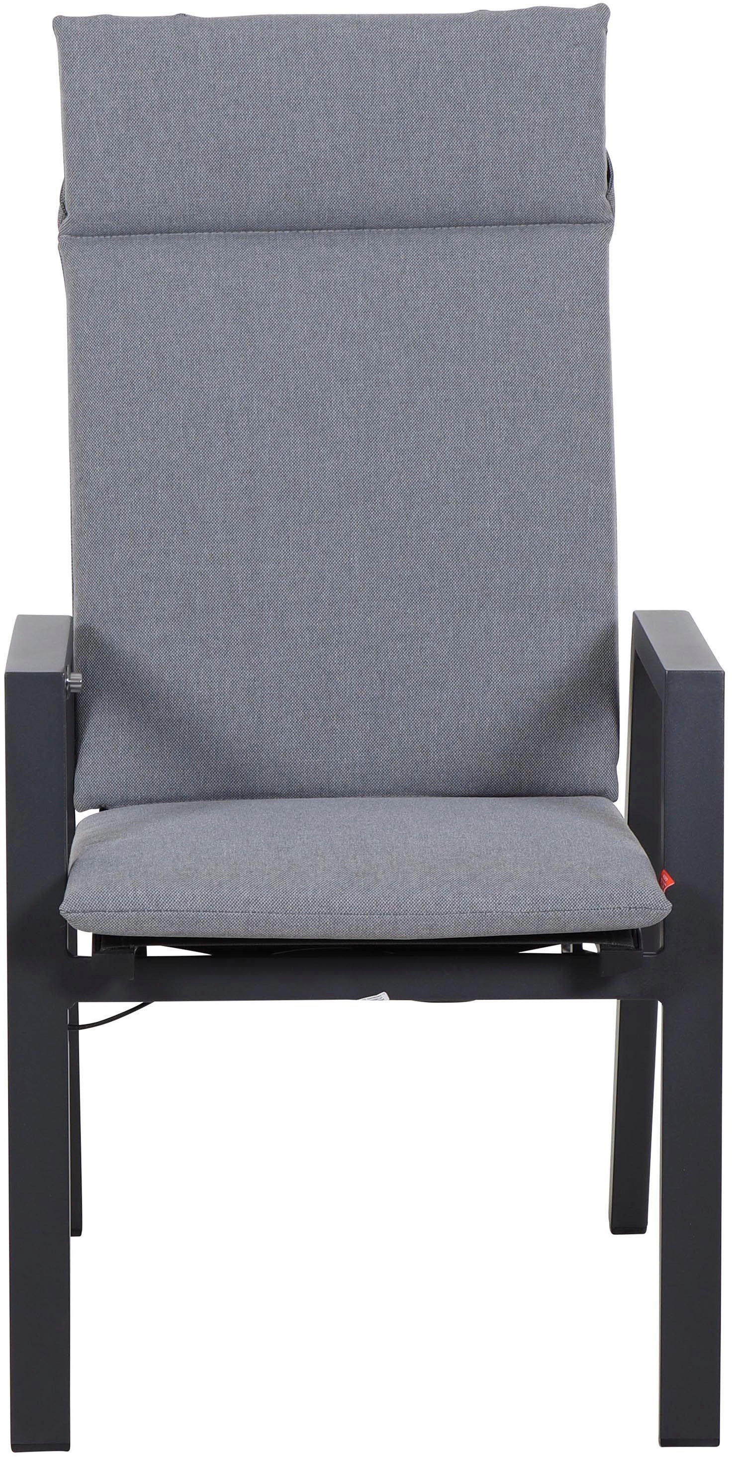 Siena Garden Garten-Essgruppe »Valencia/Ancona«, (Set, 15 tlg., 6 Sessel: 59x71x110 cm, Liege: 70x154x109,5 cm, Tisch: 220x100x74 cm), Polypropylen, Aluminium, Tischplatte aus Keramik, inkl. 7 Auflagen