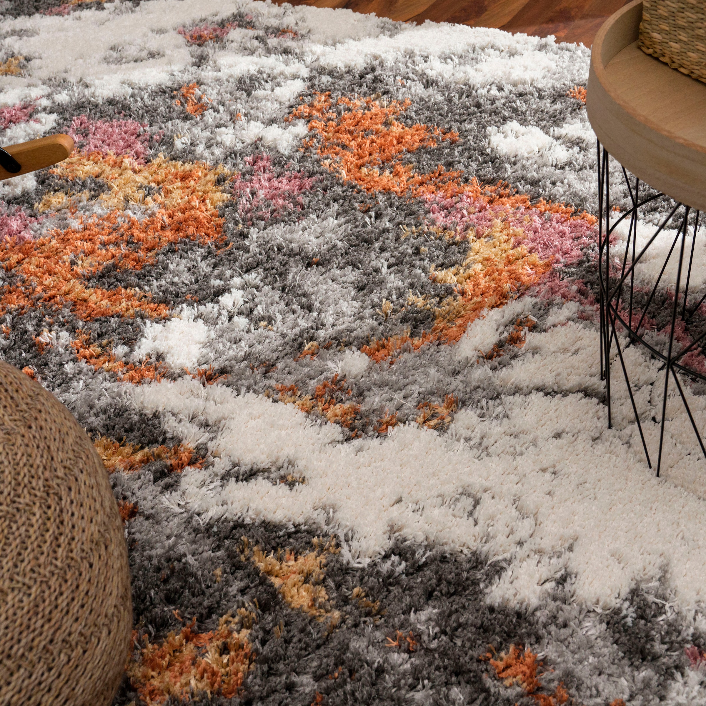 Paco Home Hochflor-Teppich »Vincenza 281« rechteckig 34 mm Höhe samtweich und kuschelig, modernes Design, Used Look