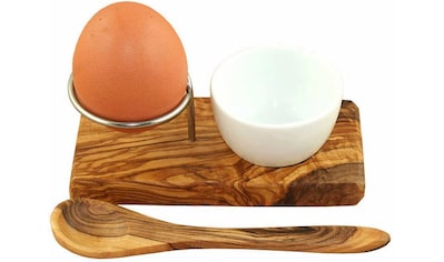Eierbecher »Design Plus«, (Set, Eierbecher mit Eierlöffel), Olivenholz, Handarbeit